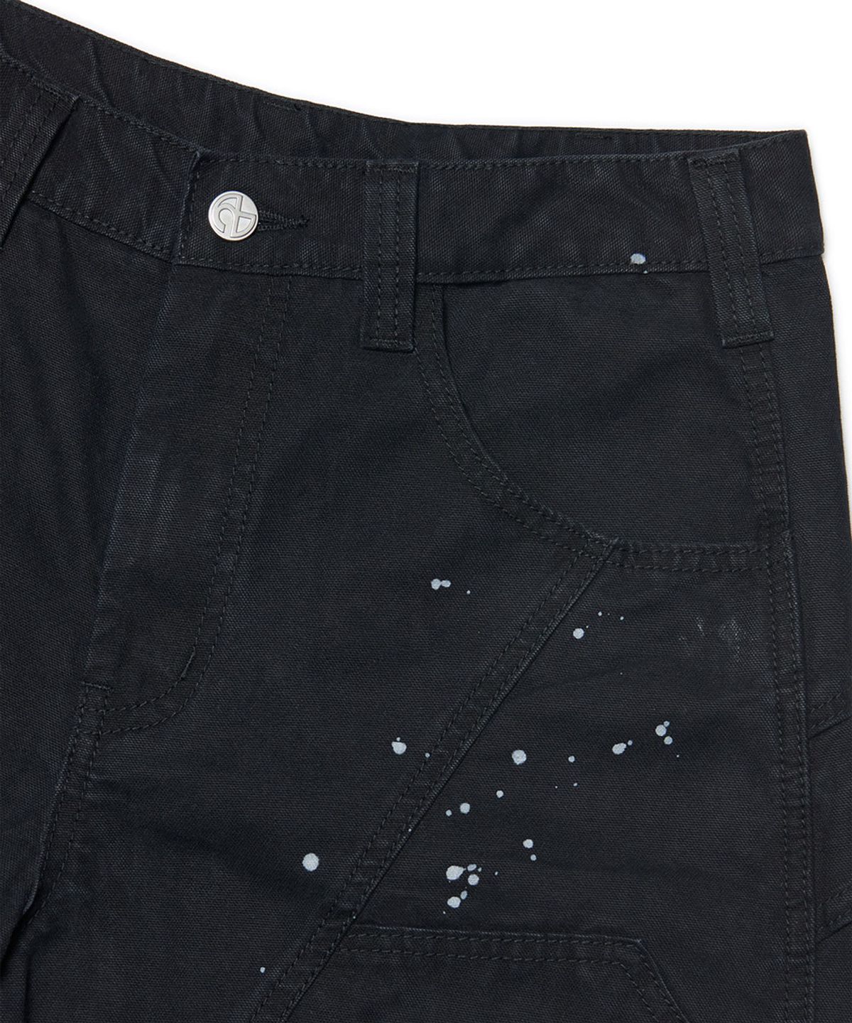 노매뉴얼(NOMANUAL) PAINTED DOUBLE KNEE SHORTS - WASHED BLACK