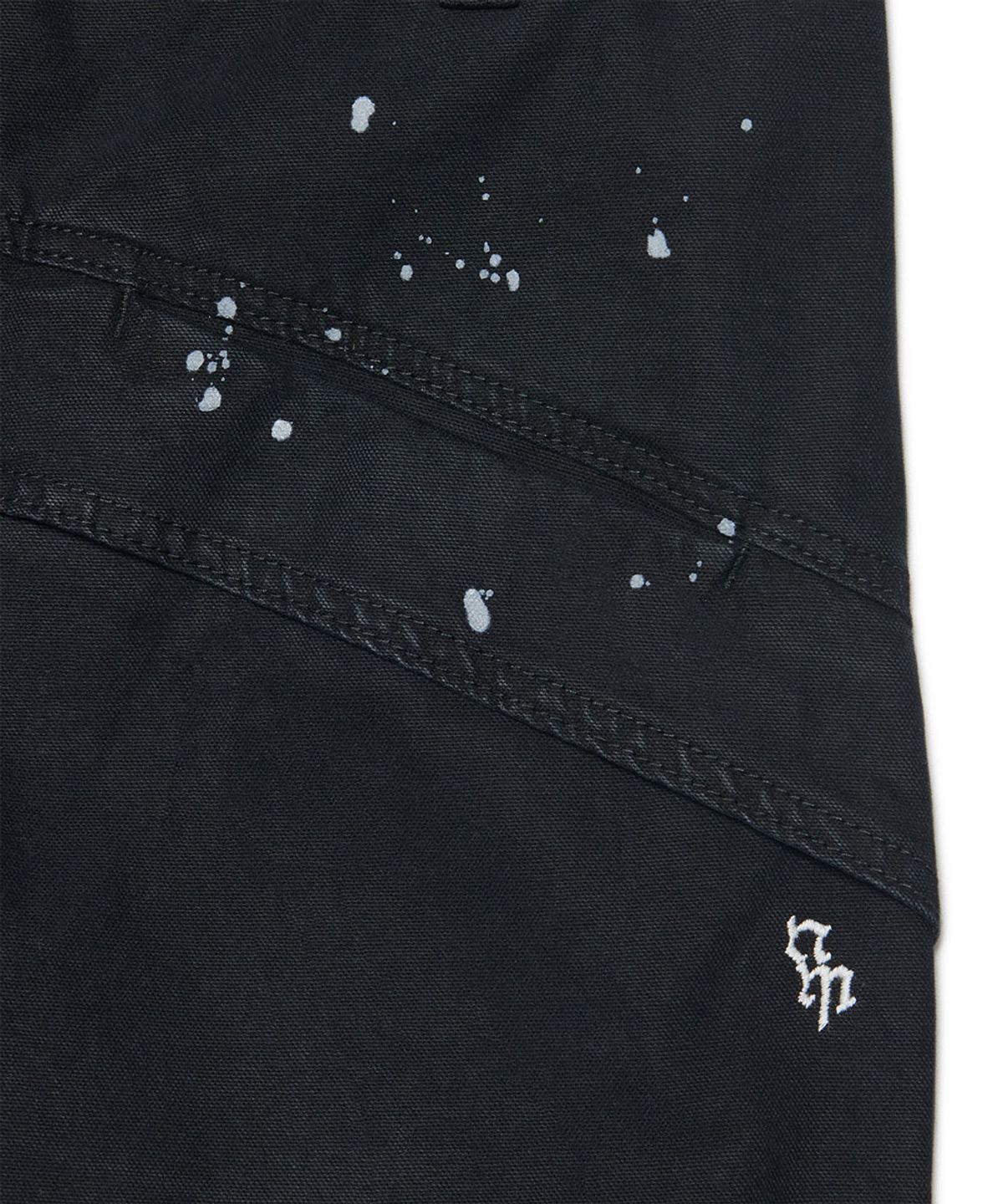 노매뉴얼(NOMANUAL) PAINTED DOUBLE KNEE SHORTS - WASHED BLACK