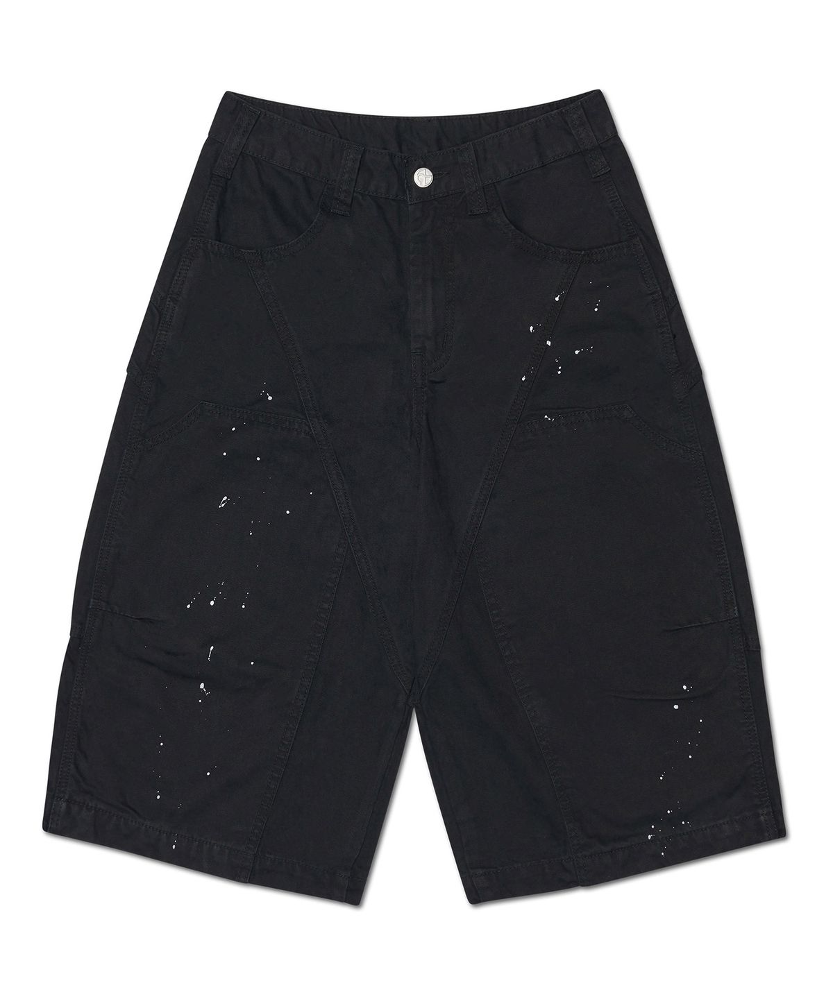 노매뉴얼(NOMANUAL) PAINTED DOUBLE KNEE SHORTS - WASHED BLACK