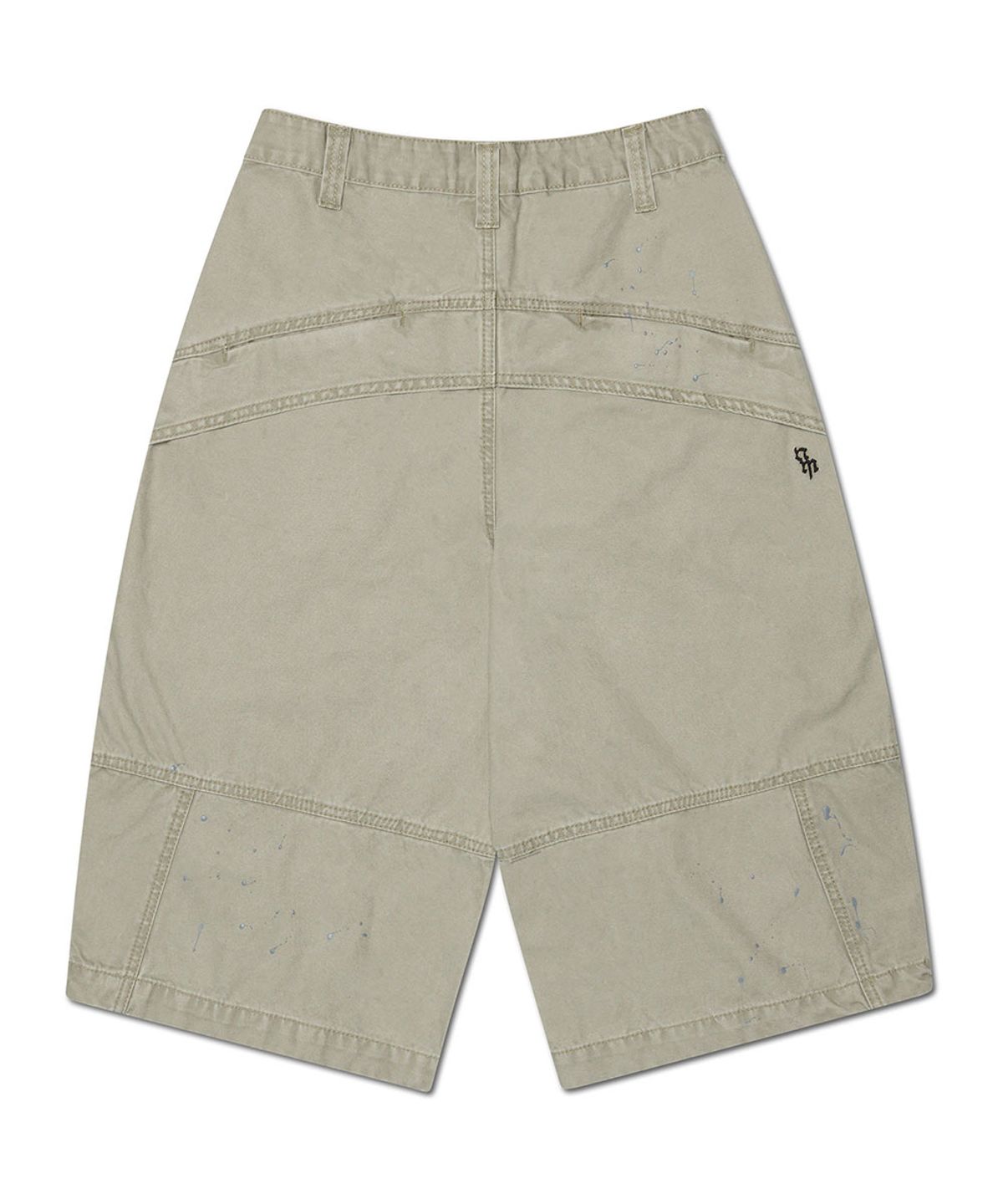 노매뉴얼(NOMANUAL) PAINTED DOUBLE KNEE SHORTS - WASHED BEIGE