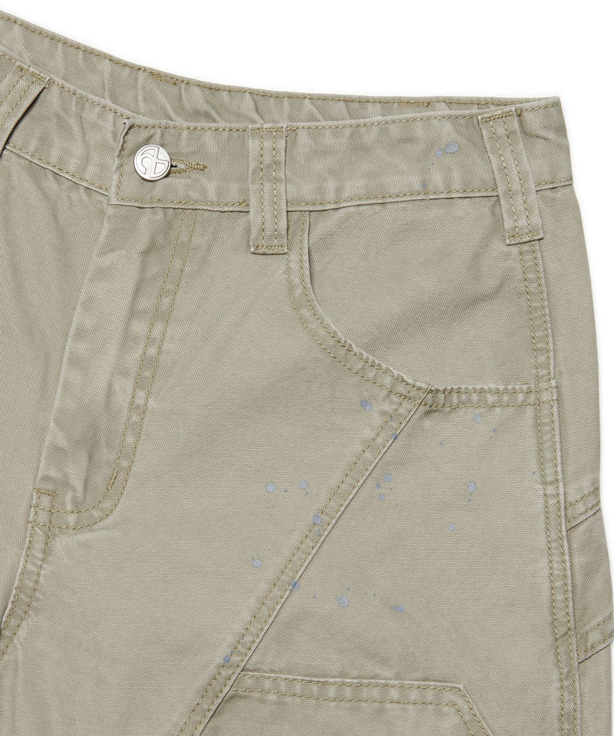노매뉴얼(NOMANUAL) PAINTED DOUBLE KNEE SHORTS - WASHED BEIGE