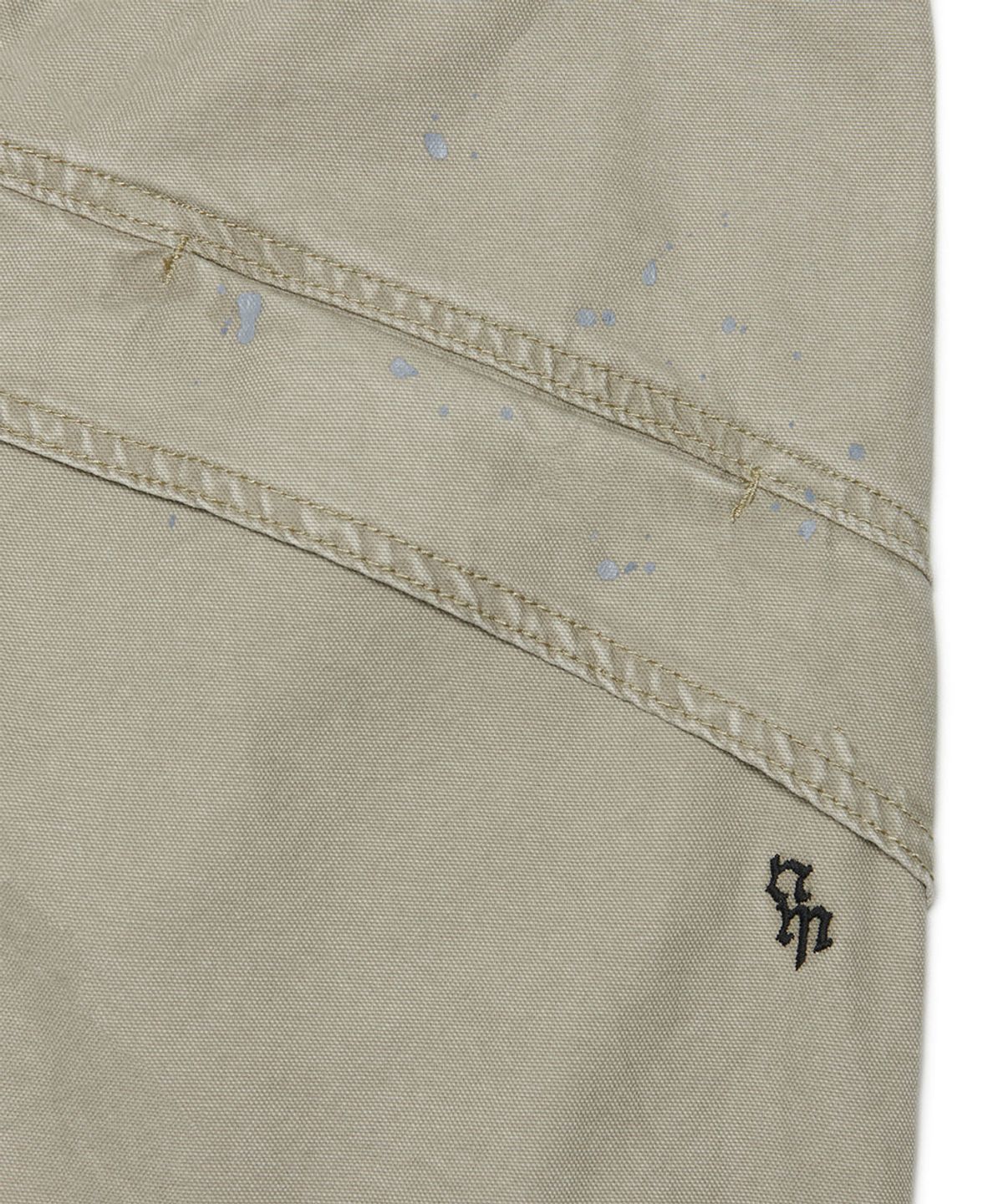 노매뉴얼(NOMANUAL) PAINTED DOUBLE KNEE SHORTS - WASHED BEIGE