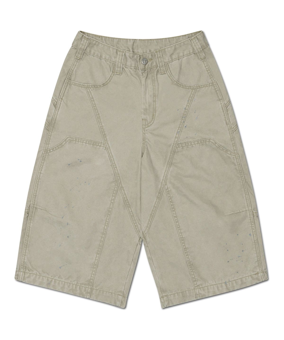 노매뉴얼(NOMANUAL) PAINTED DOUBLE KNEE SHORTS - WASHED BEIGE