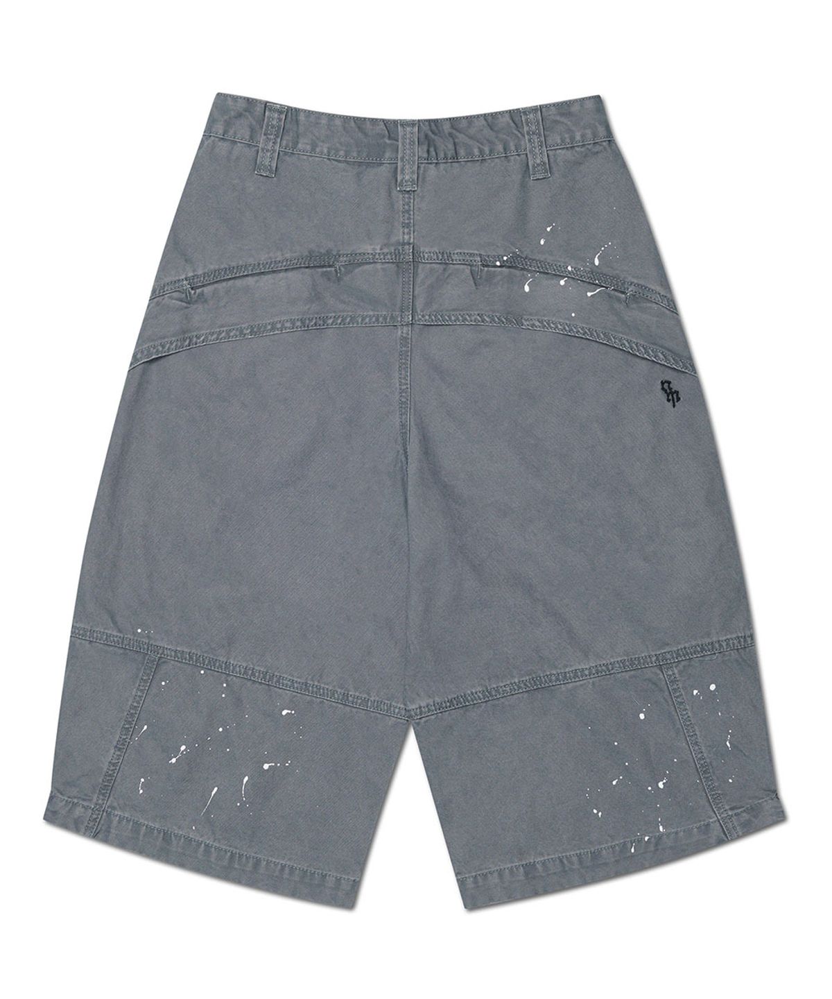 노매뉴얼(NOMANUAL) PAINTED DOUBLE KNEE SHORTS - WASHED GRAY