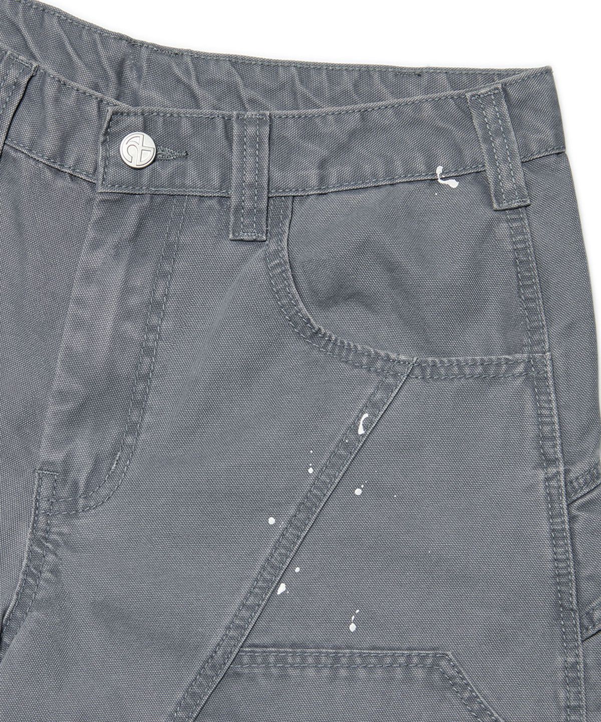 노매뉴얼(NOMANUAL) PAINTED DOUBLE KNEE SHORTS - WASHED GRAY