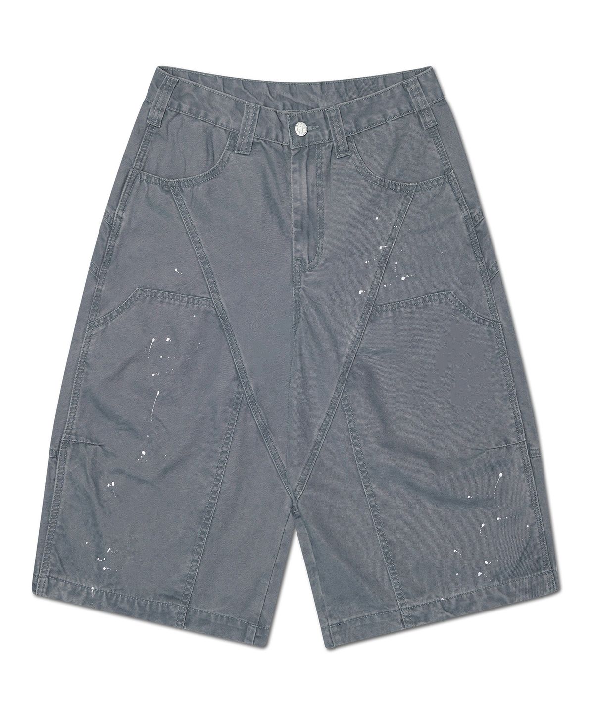 노매뉴얼(NOMANUAL) PAINTED DOUBLE KNEE SHORTS - WASHED GRAY