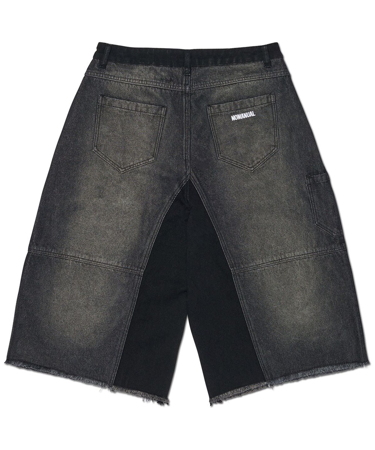 노매뉴얼(NOMANUAL) D.T WASHED DENIM BERMUDA PANTS - WASHED BLACK