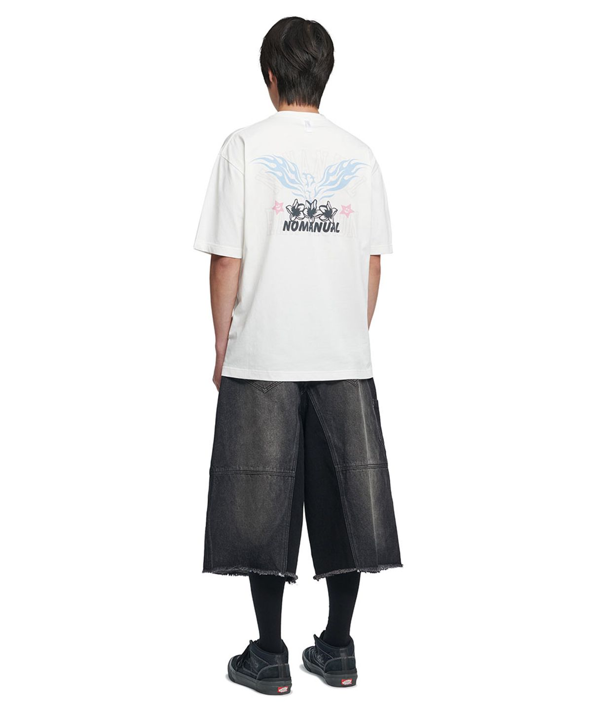 노매뉴얼(NOMANUAL) D.T WASHED DENIM BERMUDA PANTS - WASHED BLACK