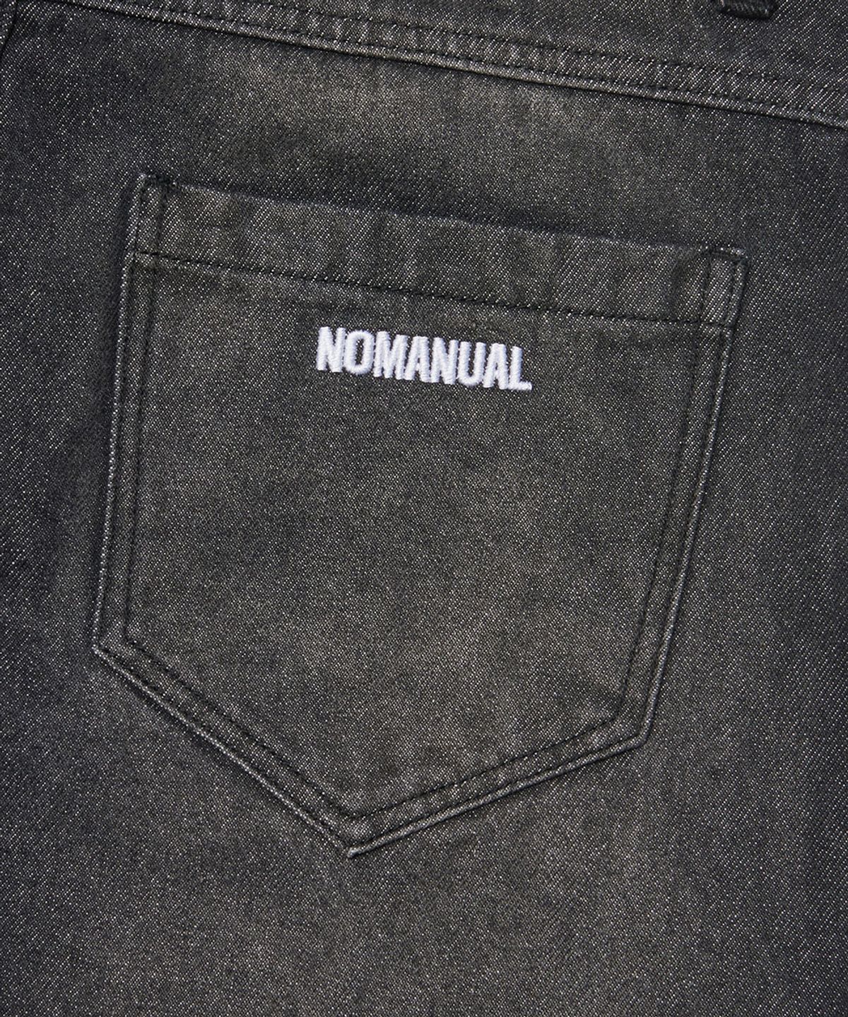 노매뉴얼(NOMANUAL) D.T WASHED DENIM BERMUDA PANTS - WASHED BLACK