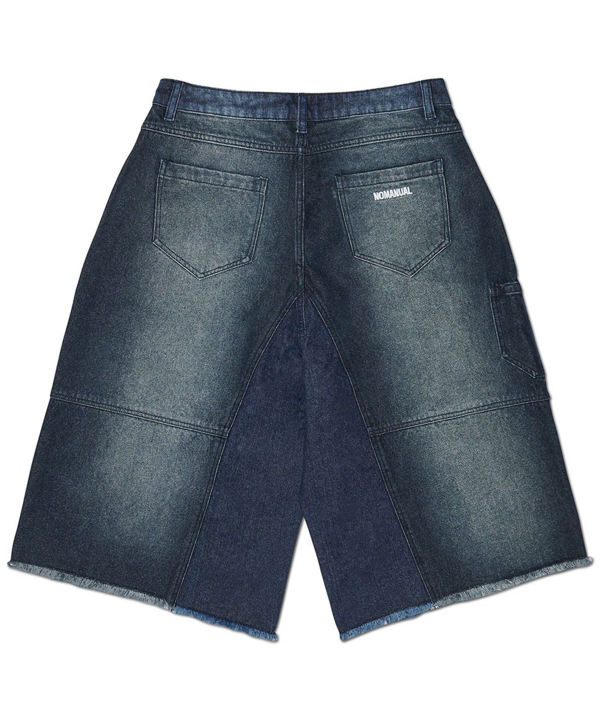노매뉴얼(NOMANUAL) D.T WASHED DENIM BERMUDA PANTS - WASHED NAVY