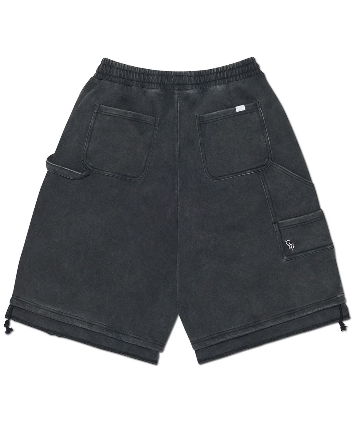 노매뉴얼(NOMANUAL) DOUBLE KNEE SWEAT SHORTS - WASHED BLACK