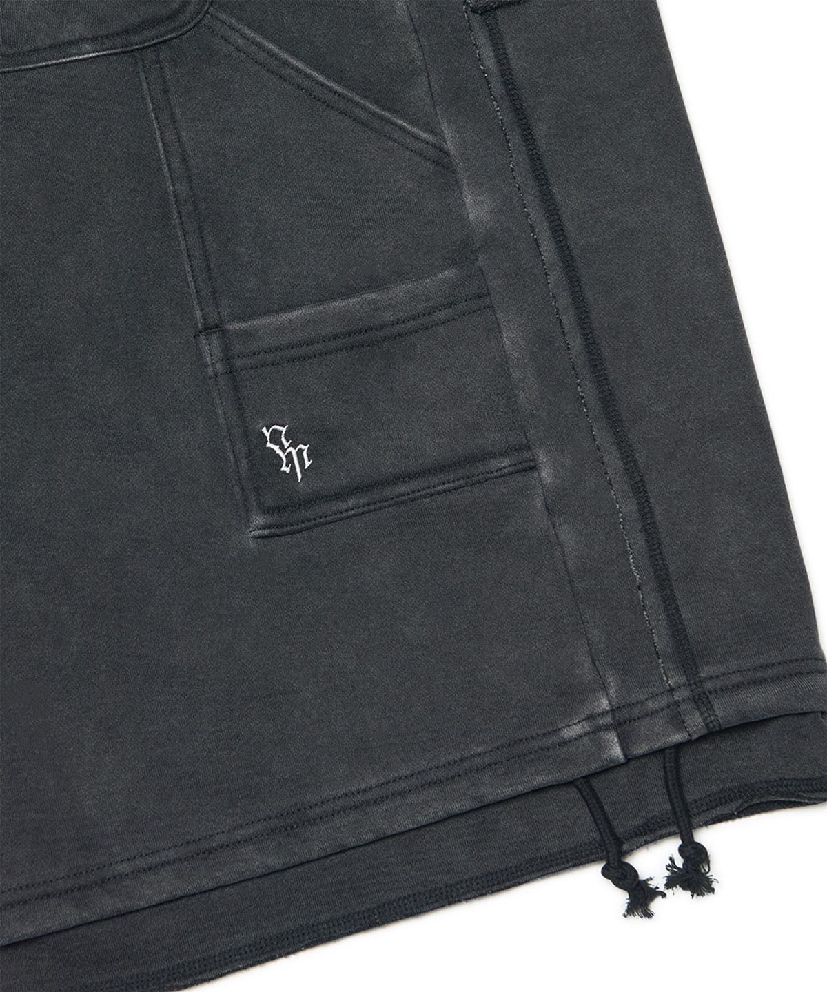 노매뉴얼(NOMANUAL) DOUBLE KNEE SWEAT SHORTS - WASHED BLACK