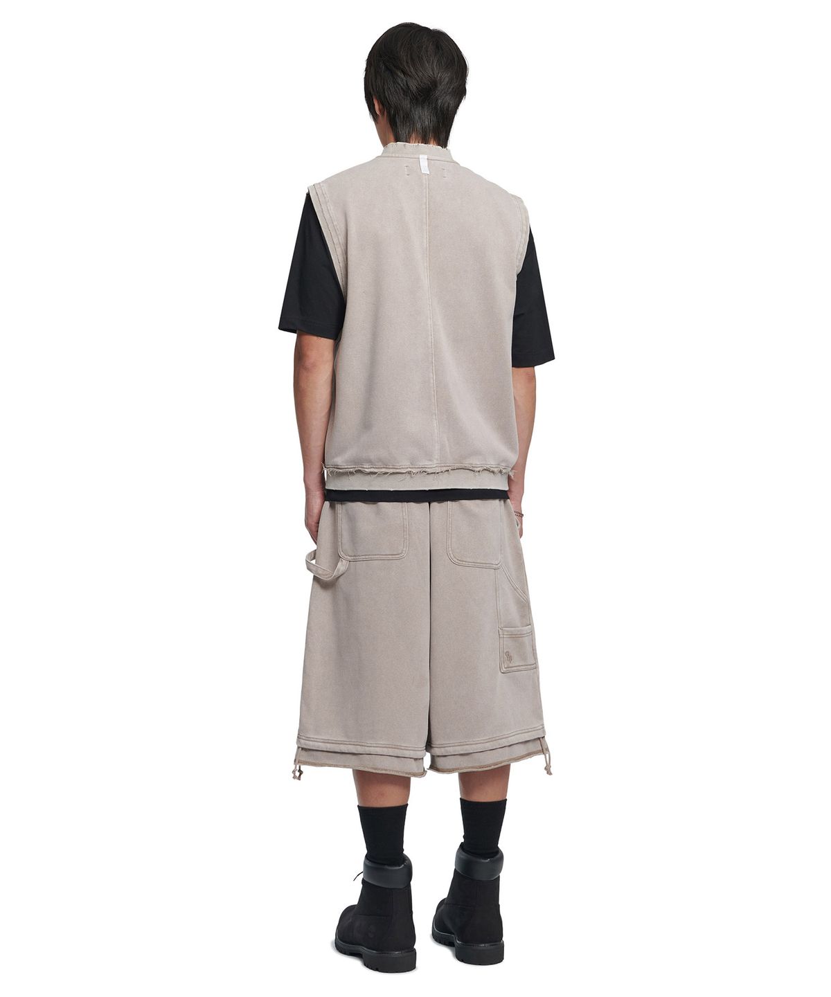 노매뉴얼(NOMANUAL) DOUBLE KNEE SWEAT SHORTS - WASHED BEIGE