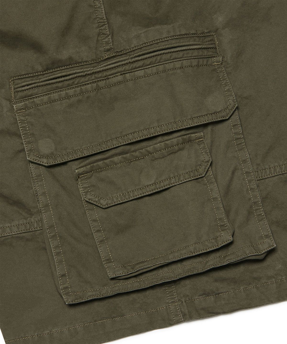 노매뉴얼(NOMANUAL) WASHED CARGO SHORTS - OLIVE