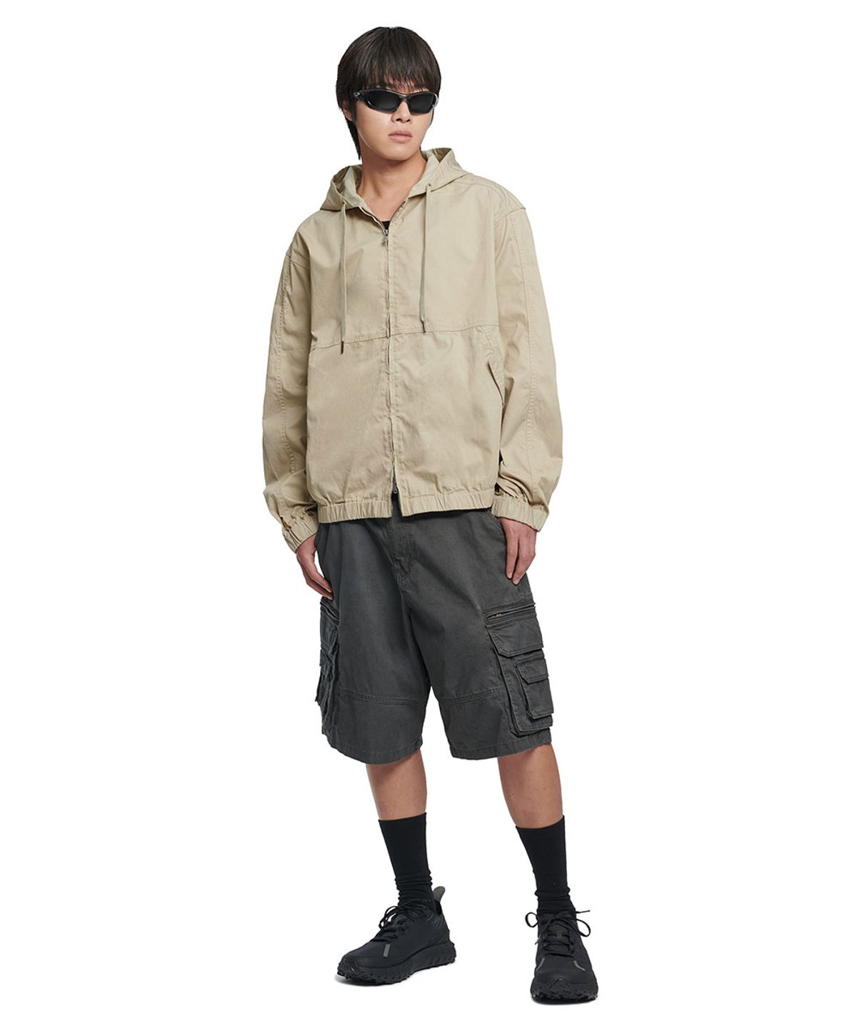 노매뉴얼(NOMANUAL) WASHED CARGO SHORTS - WASHED BLACK