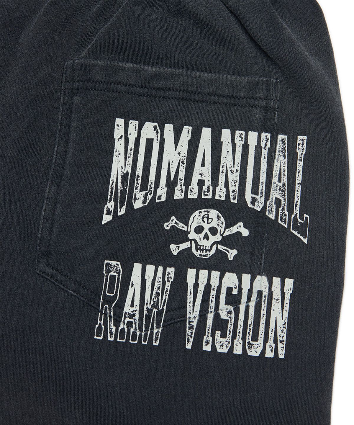 노매뉴얼(NOMANUAL) NM SKULL SWEATSHORT - WASHED BLACK