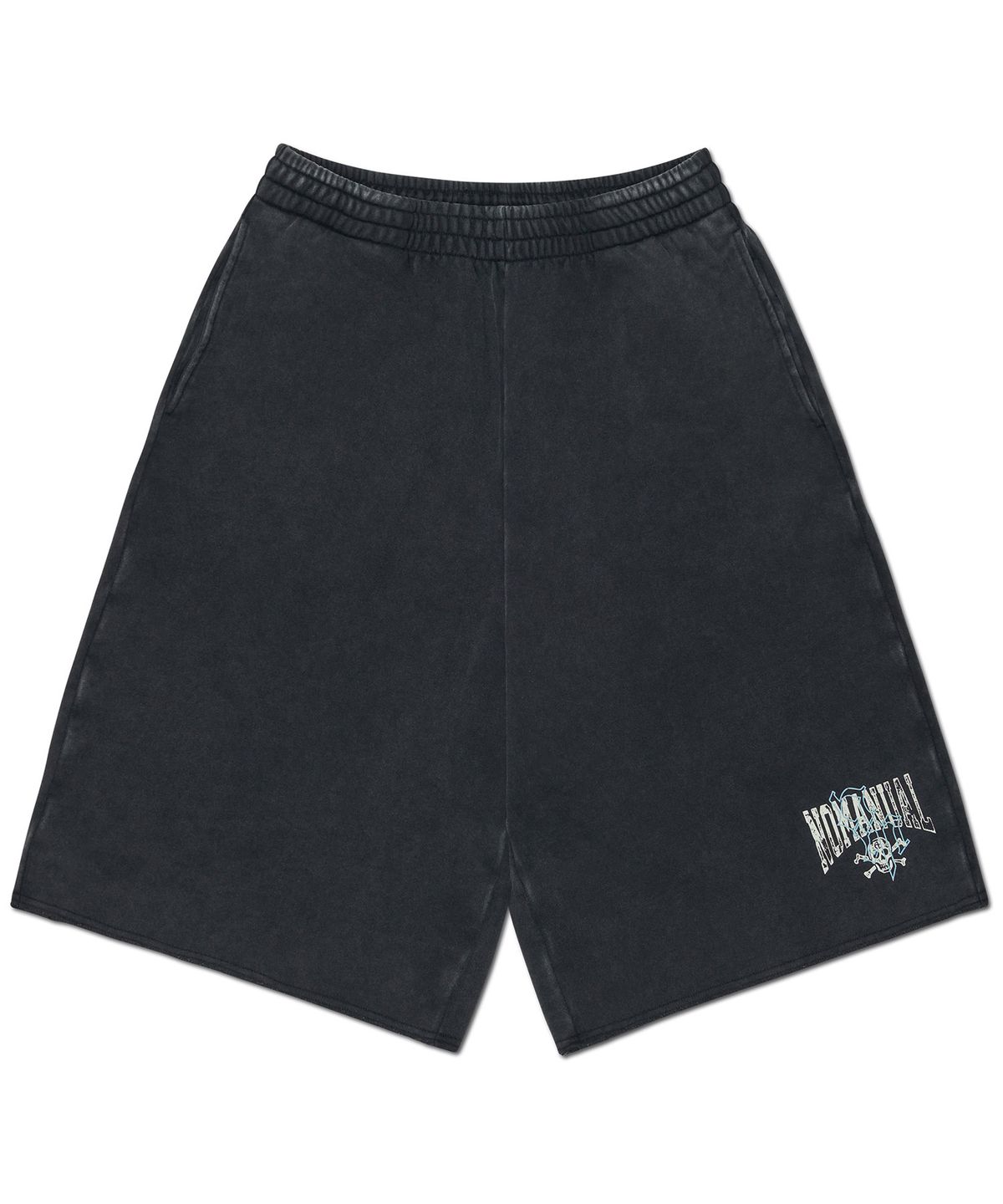 노매뉴얼(NOMANUAL) NM SKULL SWEATSHORT - WASHED BLACK