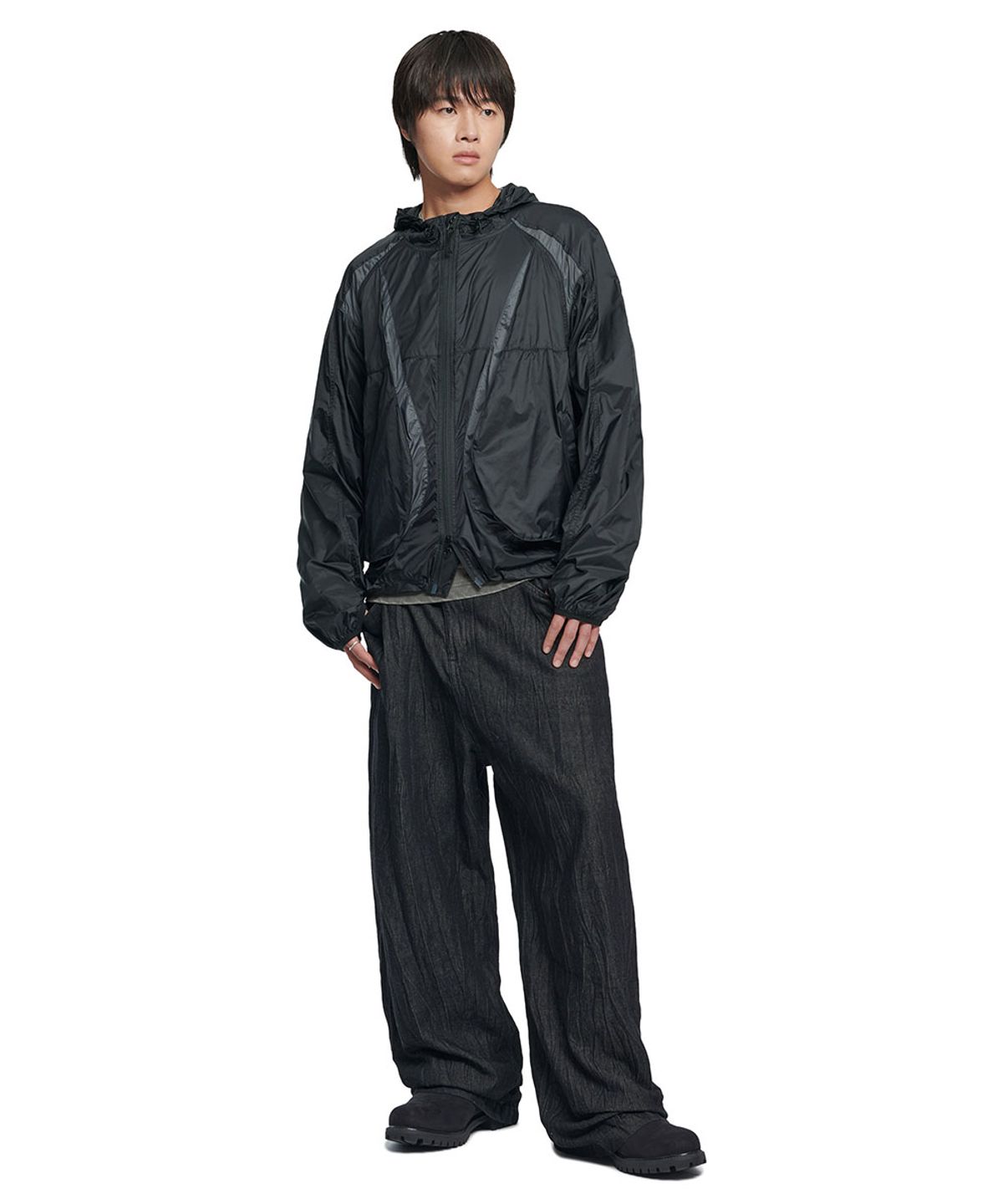 노매뉴얼(NOMANUAL) S.W WIDE DENIM PANTS - WASHED BLACK