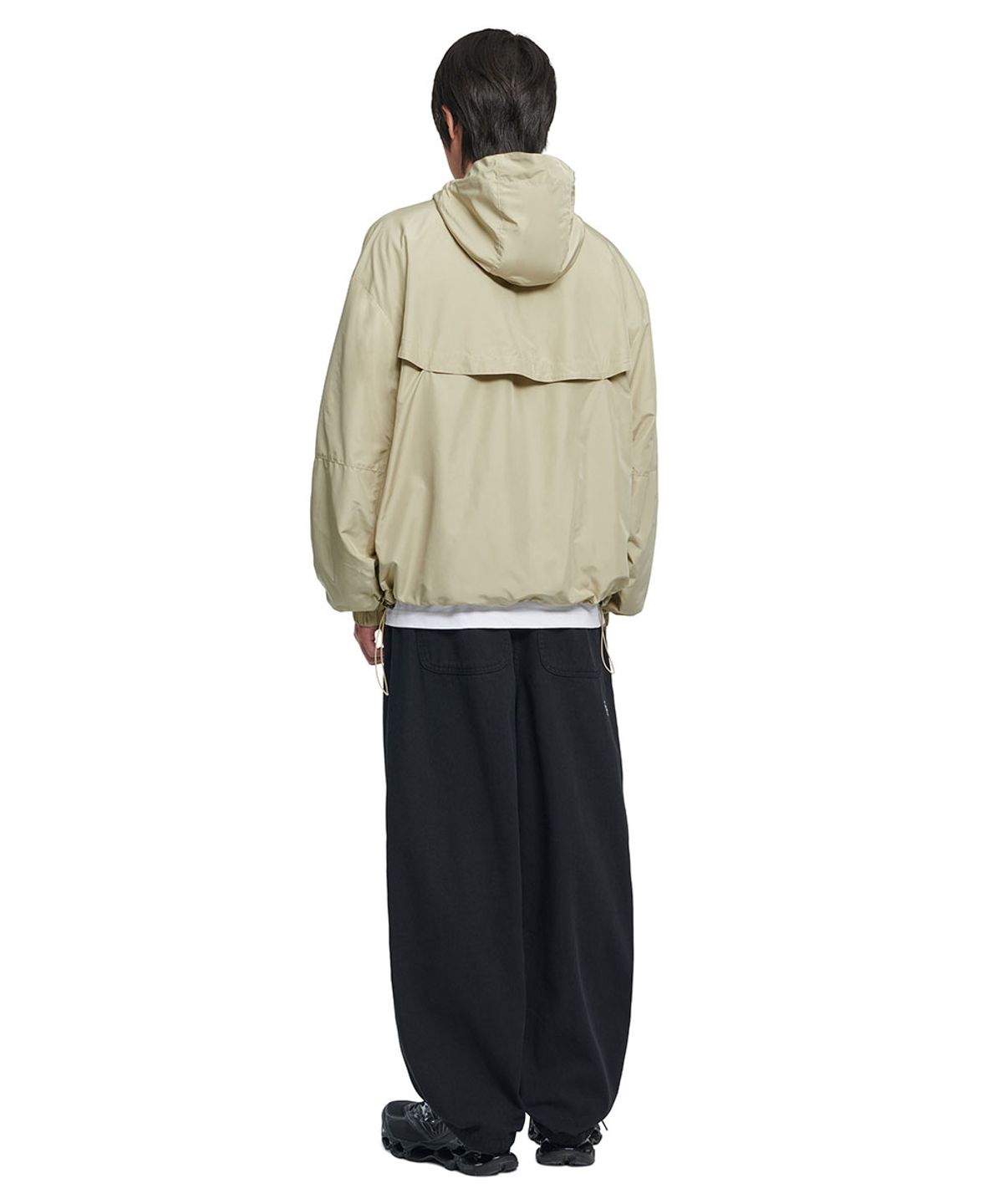 노매뉴얼(NOMANUAL) WAVE CURVED COTTON PANTS - BLACK