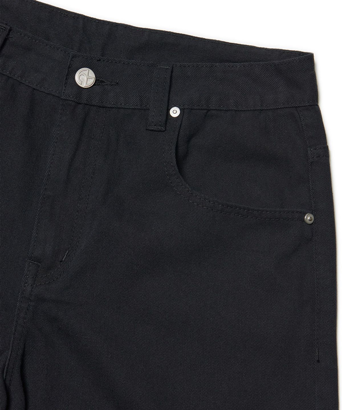 노매뉴얼(NOMANUAL) WAVE CURVED COTTON PANTS - BLACK