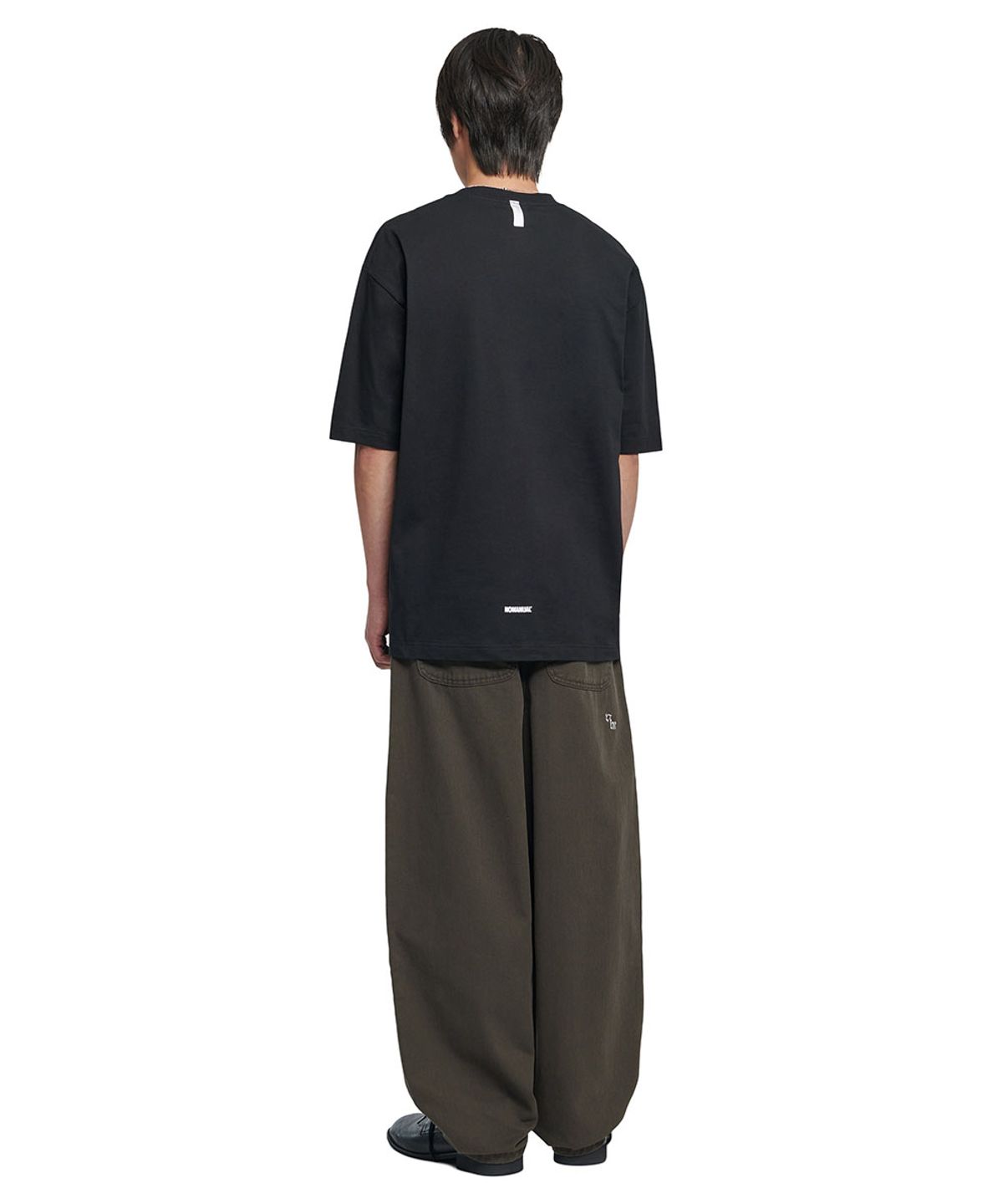 노매뉴얼(NOMANUAL) WAVE CURVED COTTON PANTS - CHARCOAL
