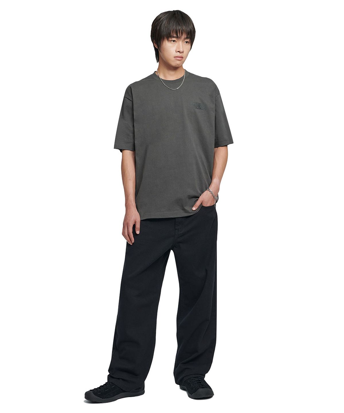 노매뉴얼(NOMANUAL) STRAIGHT WIDE COTTON PANTS - BLACK