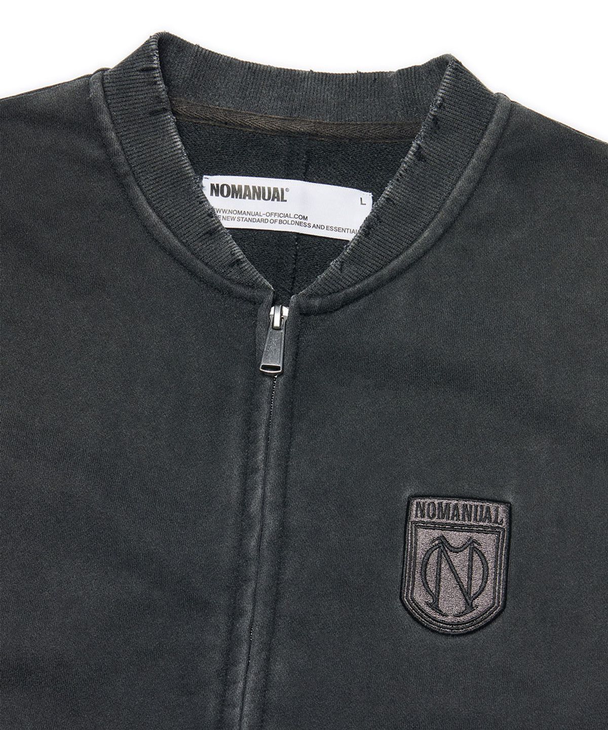 노매뉴얼(NOMANUAL) EMBLEM SWEAT VEST - WASHED BLACK