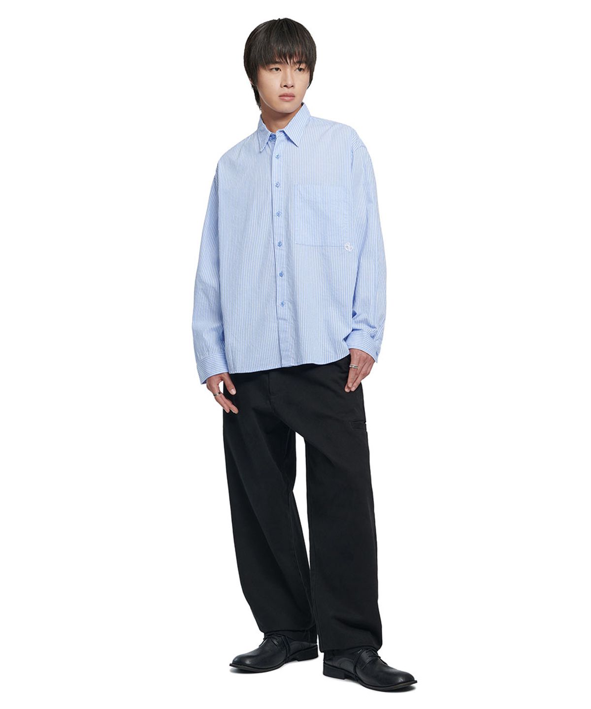 노매뉴얼(NOMANUAL) STRIPED SHIRT - BLUE