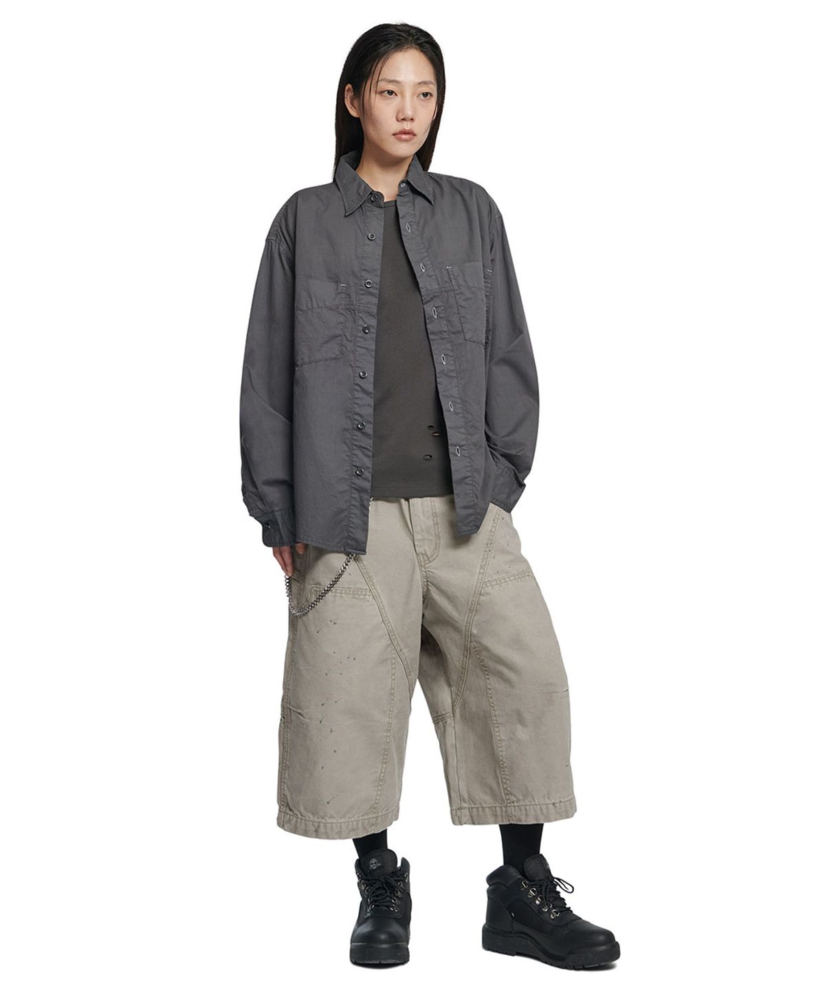 노매뉴얼(NOMANUAL) OVERDYED SHIRT - WASHED BLACK