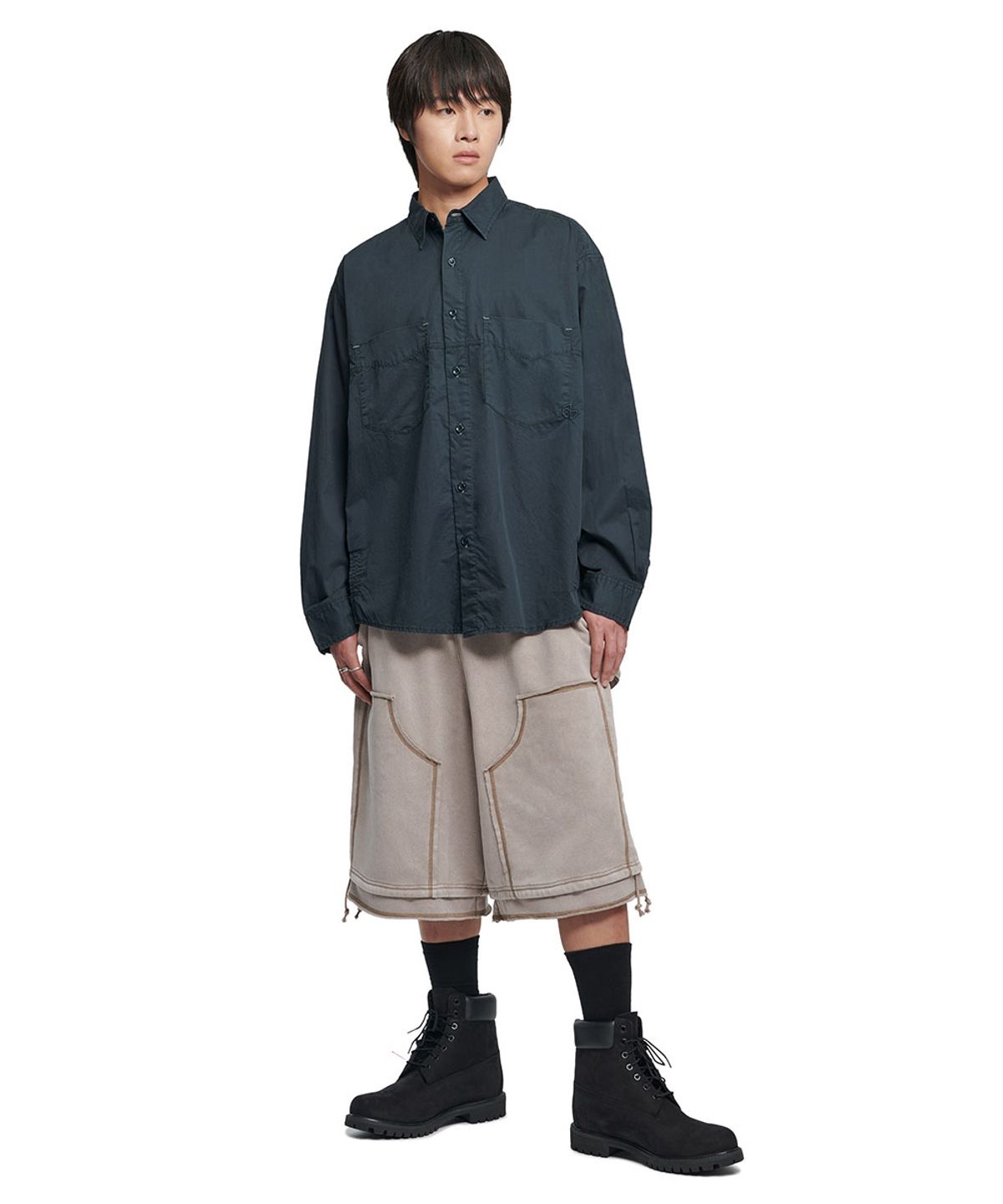 노매뉴얼(NOMANUAL) OVERDYED SHIRT - WASHED NAVY