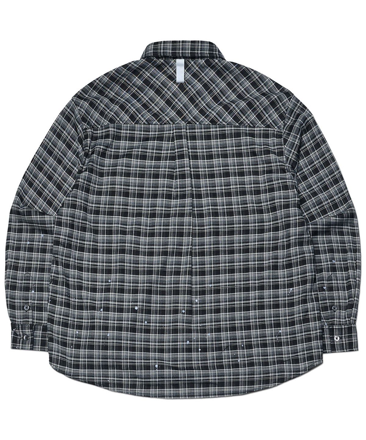 노매뉴얼(NOMANUAL) PAINTED PLAID SHIRT - BLACK