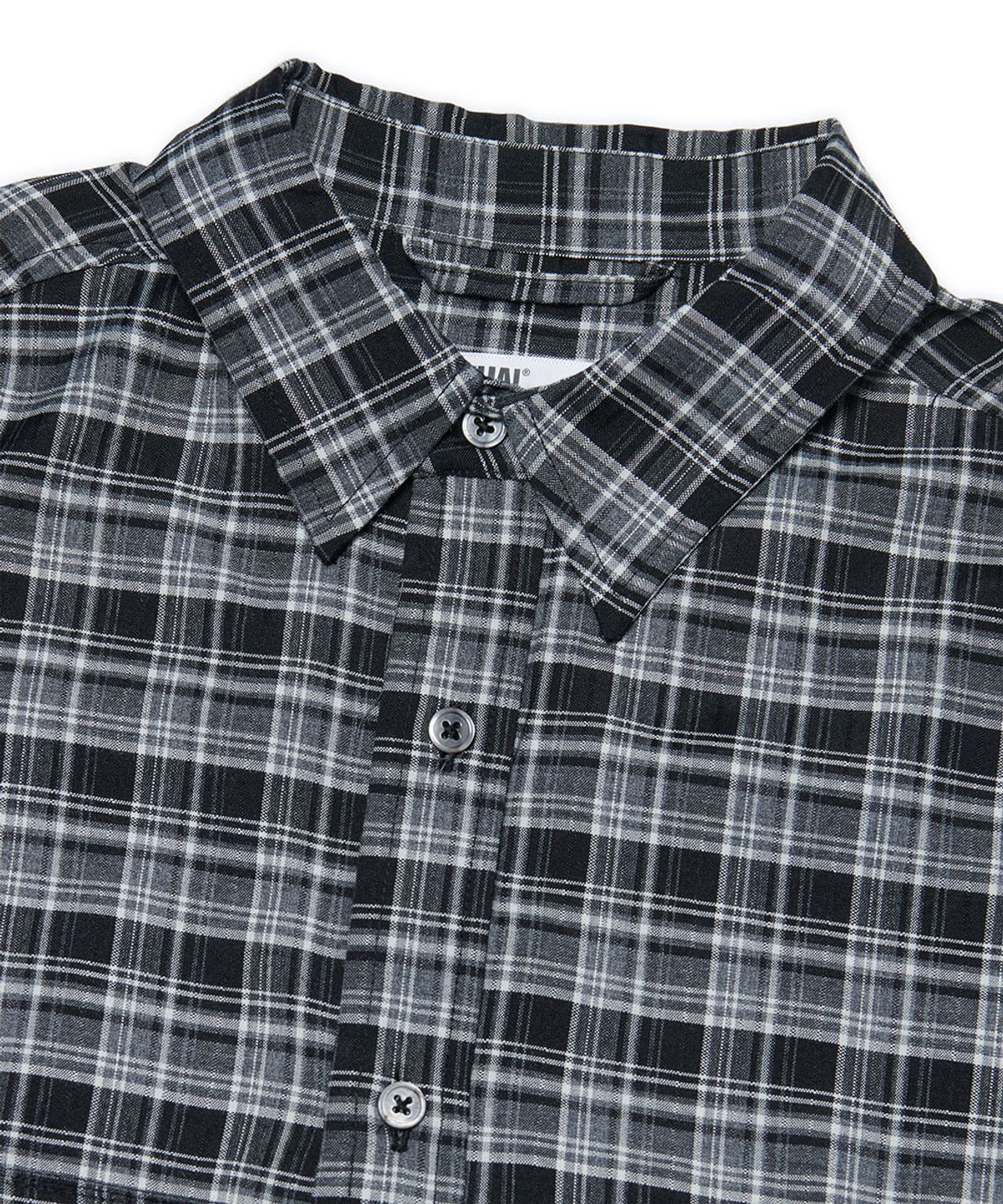 노매뉴얼(NOMANUAL) PAINTED PLAID SHIRT - BLACK