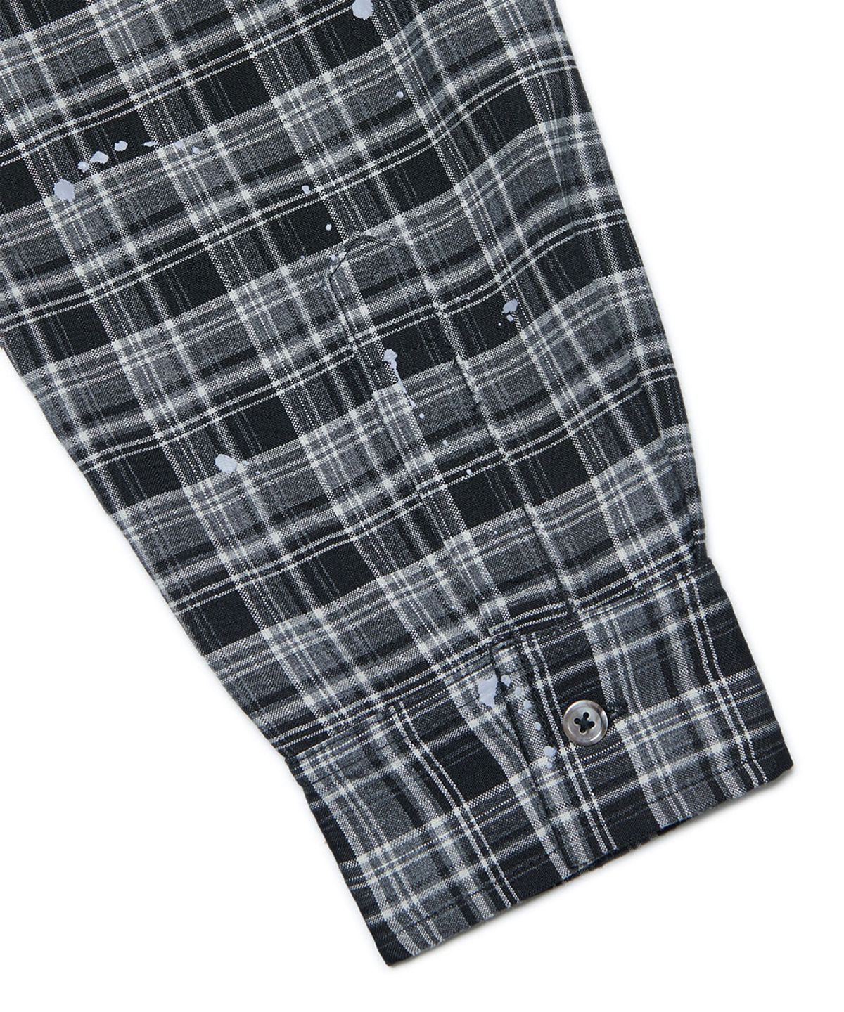 노매뉴얼(NOMANUAL) PAINTED PLAID SHIRT - BLACK