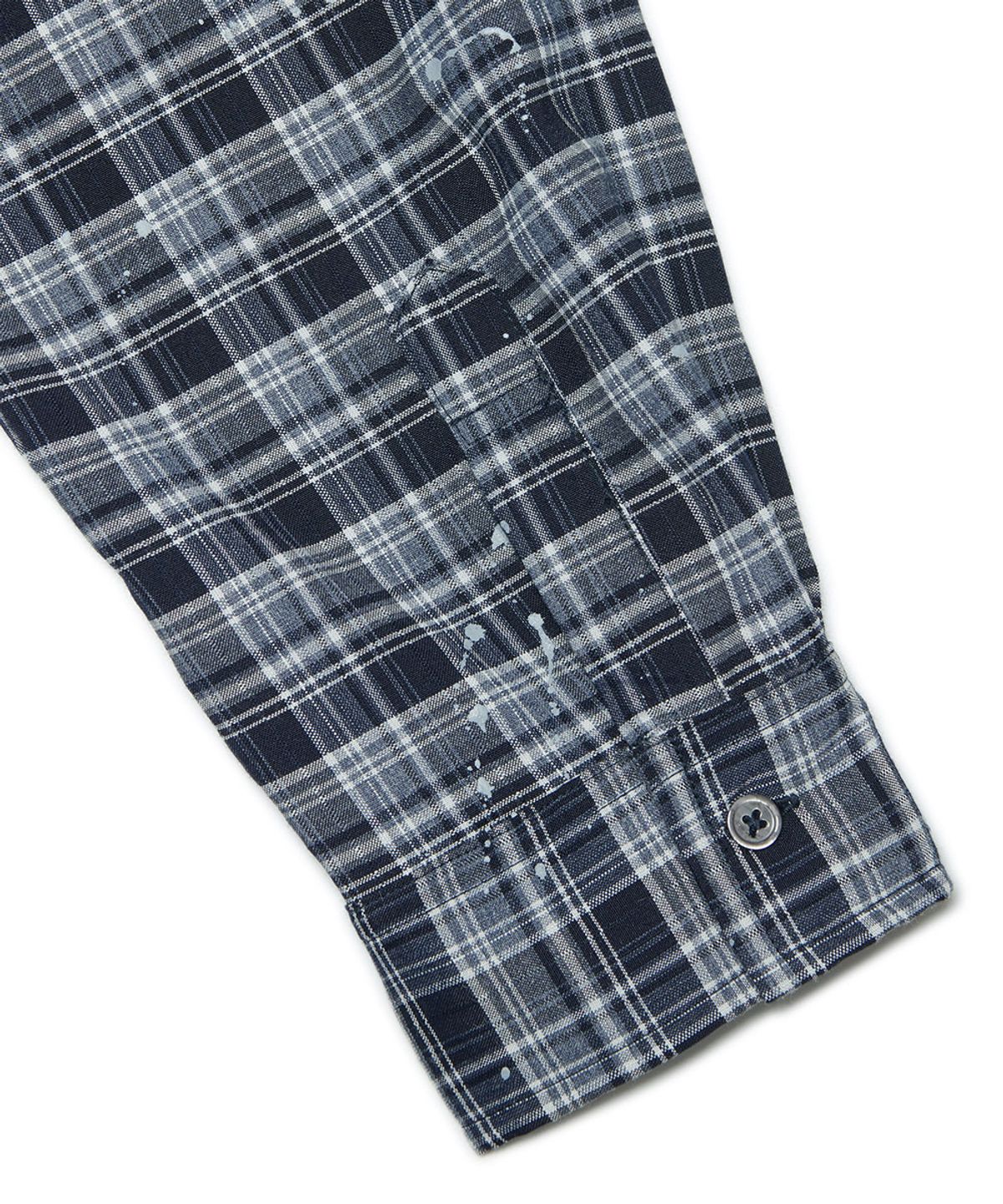 노매뉴얼(NOMANUAL) PAINTED PLAID SHIRT - NAVY