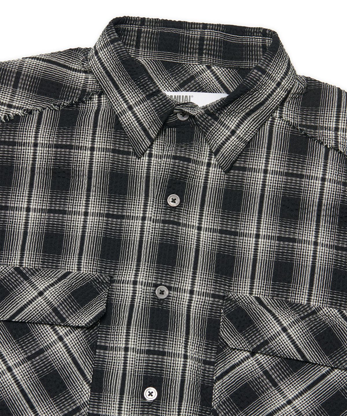 노매뉴얼(NOMANUAL) ROUGH SEERSUCKER CHECK SHIRTS - BLACK