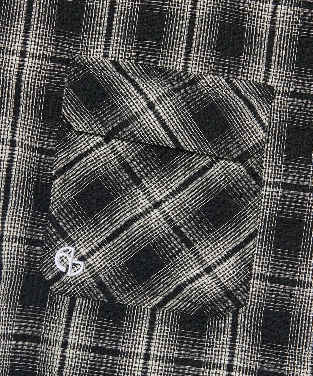 노매뉴얼(NOMANUAL) ROUGH SEERSUCKER CHECK SHIRTS - BLACK