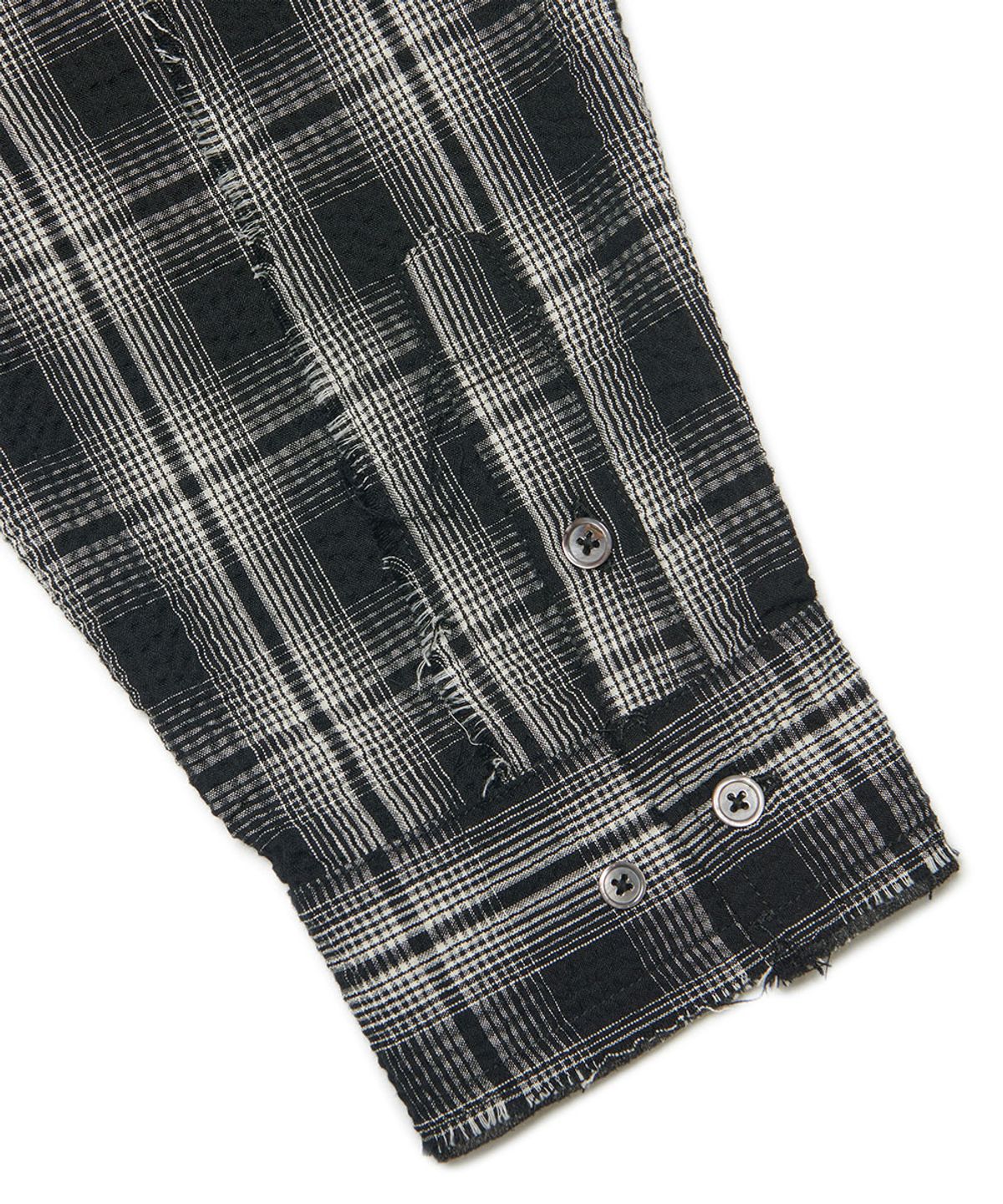 노매뉴얼(NOMANUAL) ROUGH SEERSUCKER CHECK SHIRTS - BLACK