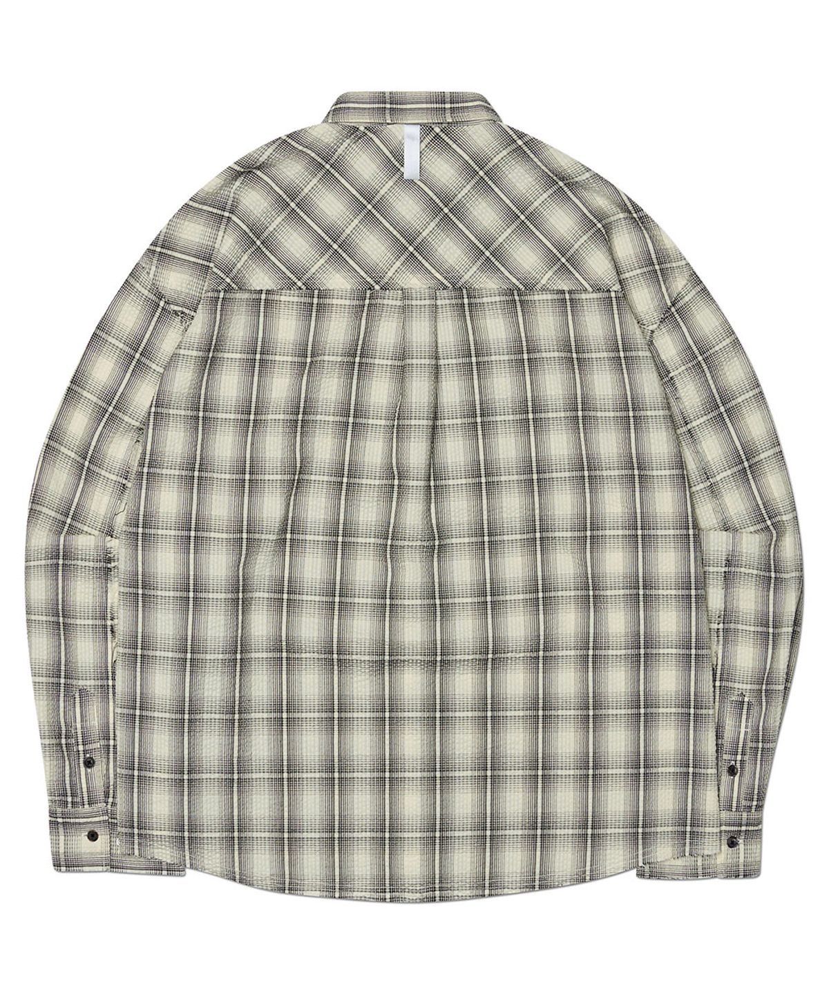 노매뉴얼(NOMANUAL) ROUGH SEERSUCKER CHECK SHIRTS - IVORY
