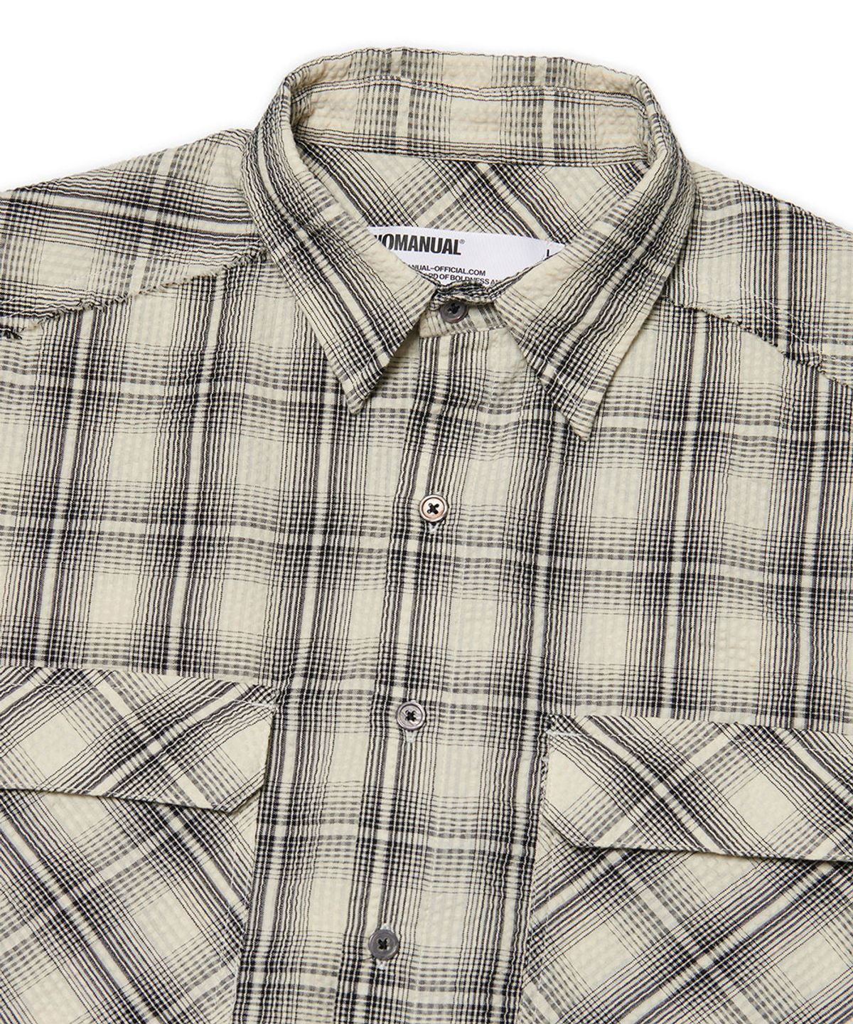 노매뉴얼(NOMANUAL) ROUGH SEERSUCKER CHECK SHIRTS - IVORY