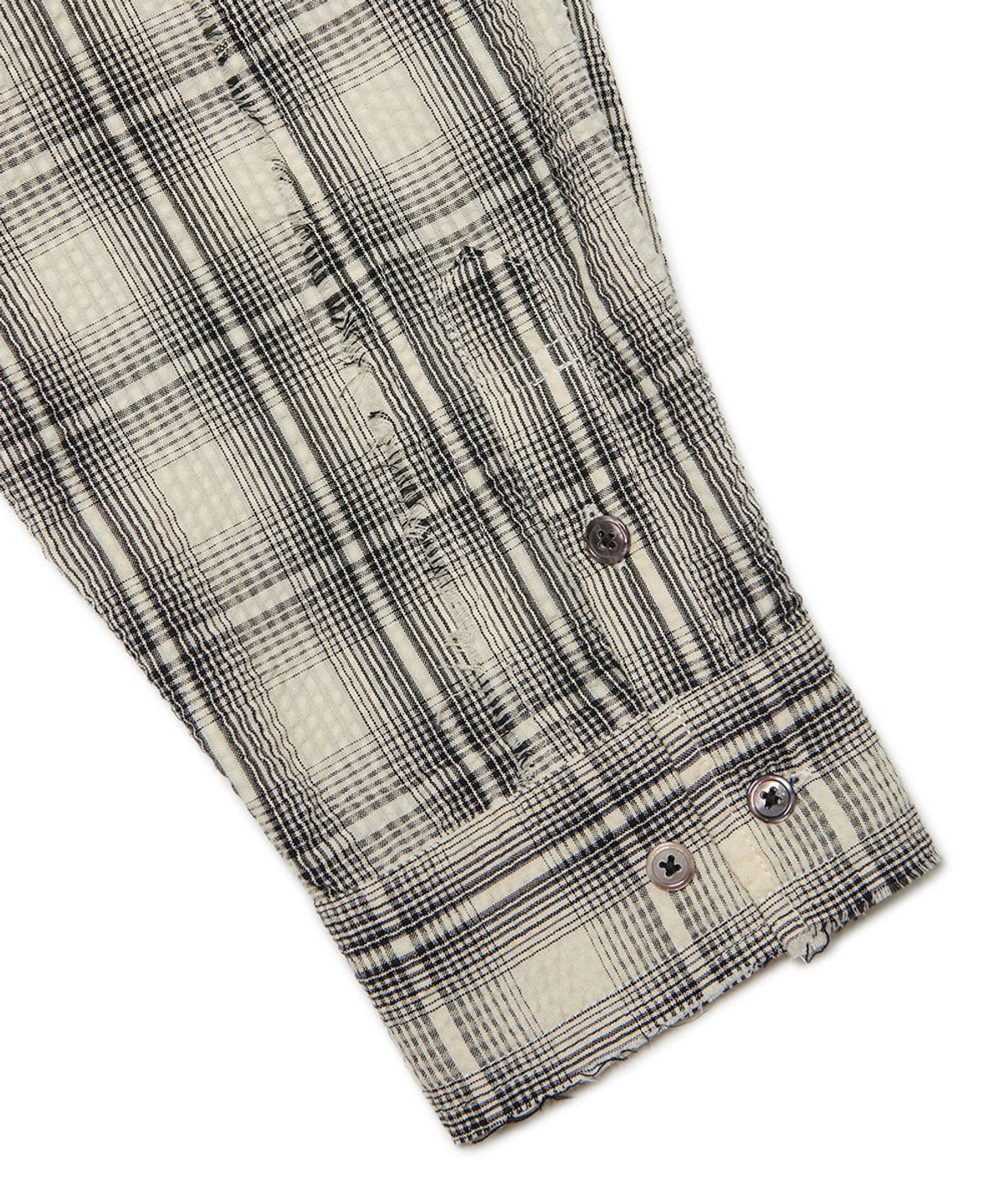 노매뉴얼(NOMANUAL) ROUGH SEERSUCKER CHECK SHIRTS - IVORY