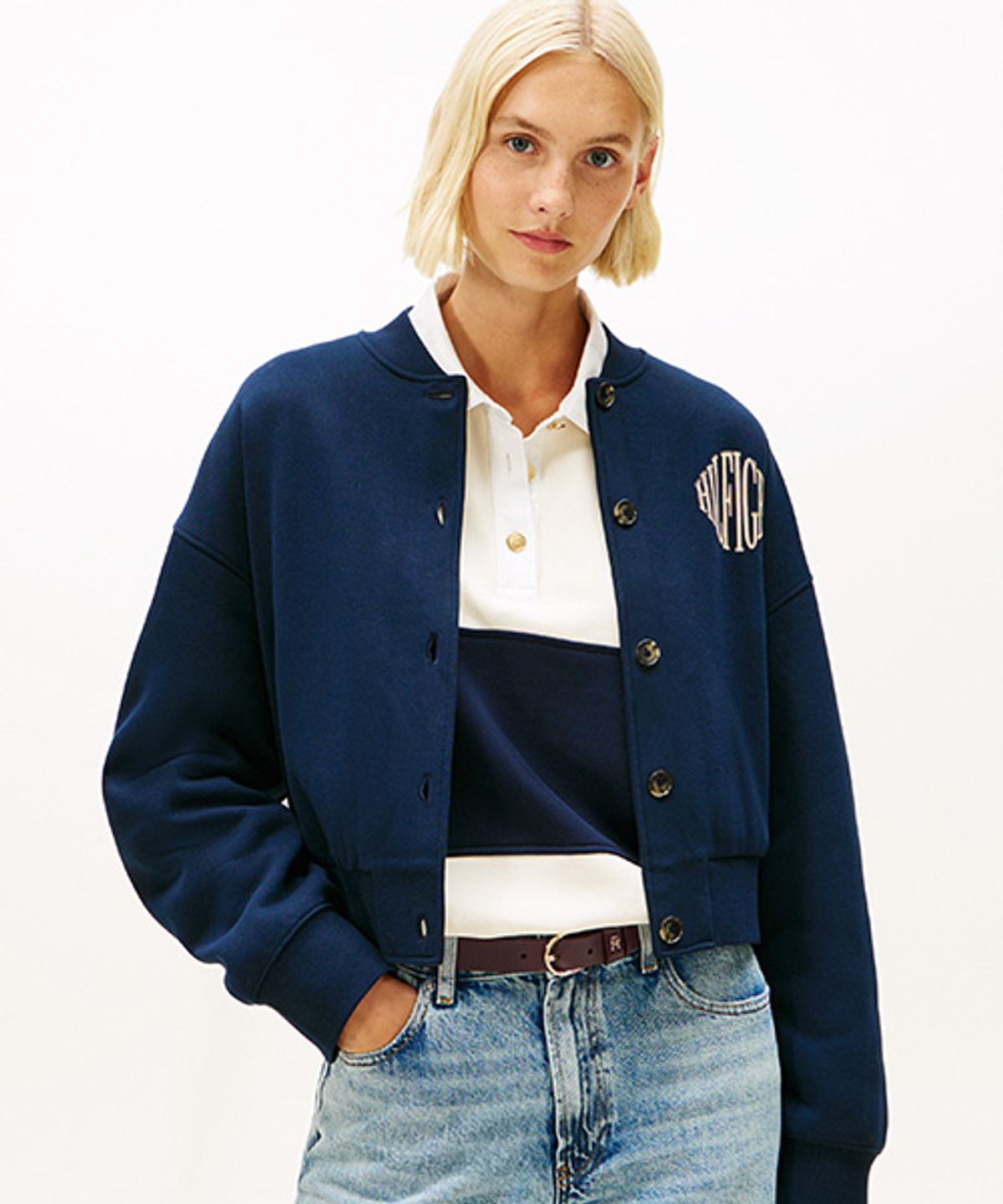 타미힐피거(TOMMY HILFIGER) 바시티 플리스 봄버 재킷 (T22G0TJC001WT1C1G)
