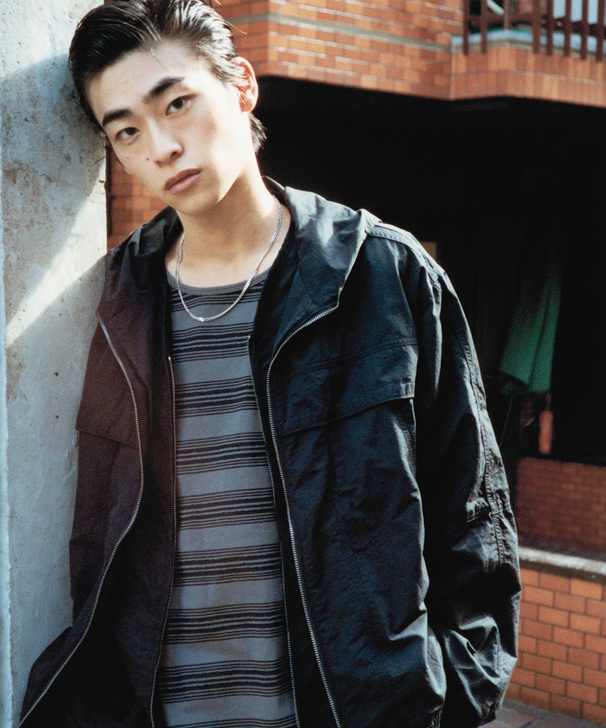 노매뉴얼(NOMANUAL) SLASH HOODED JACKET - BLACK