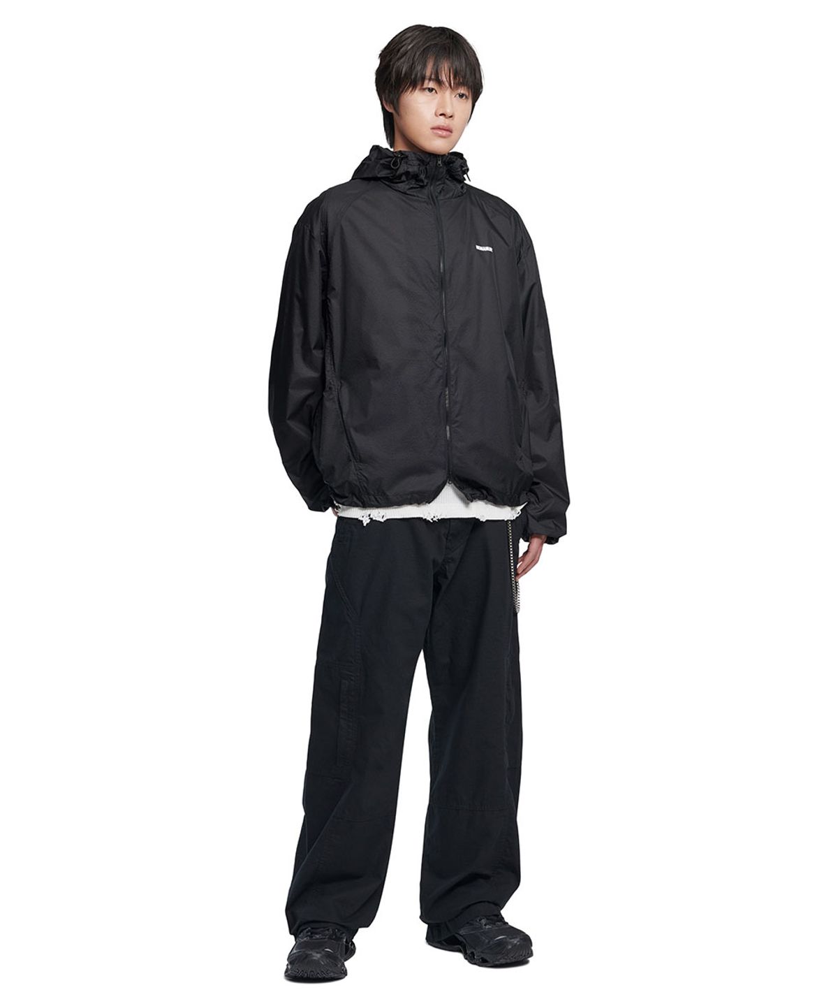 노매뉴얼(NOMANUAL) DUNE LIGHT NYLON JACKET - BLACK