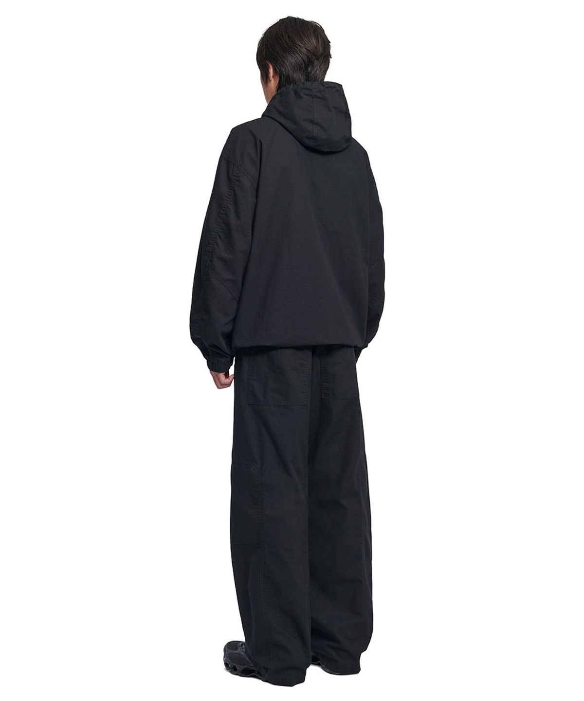 노매뉴얼(NOMANUAL) WASHED HOODED JACKET - BLACK