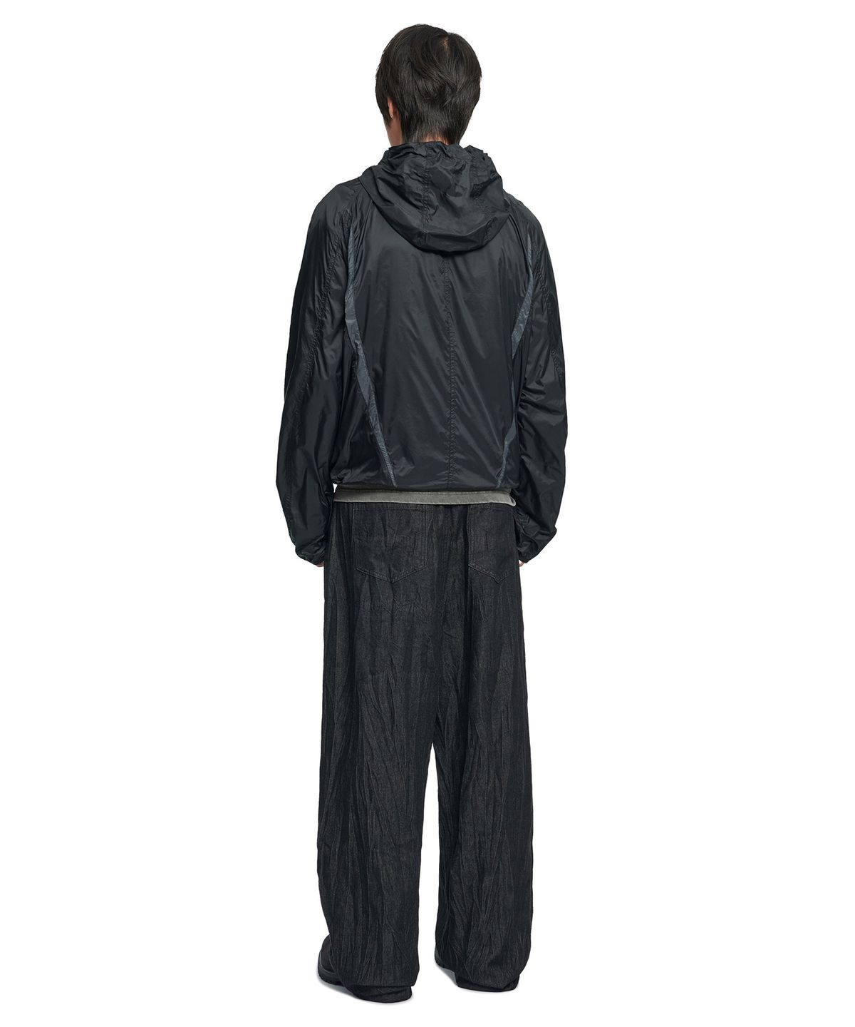 노매뉴얼(NOMANUAL) LIGHT SLASH JACKET - GLOSSY BLACK