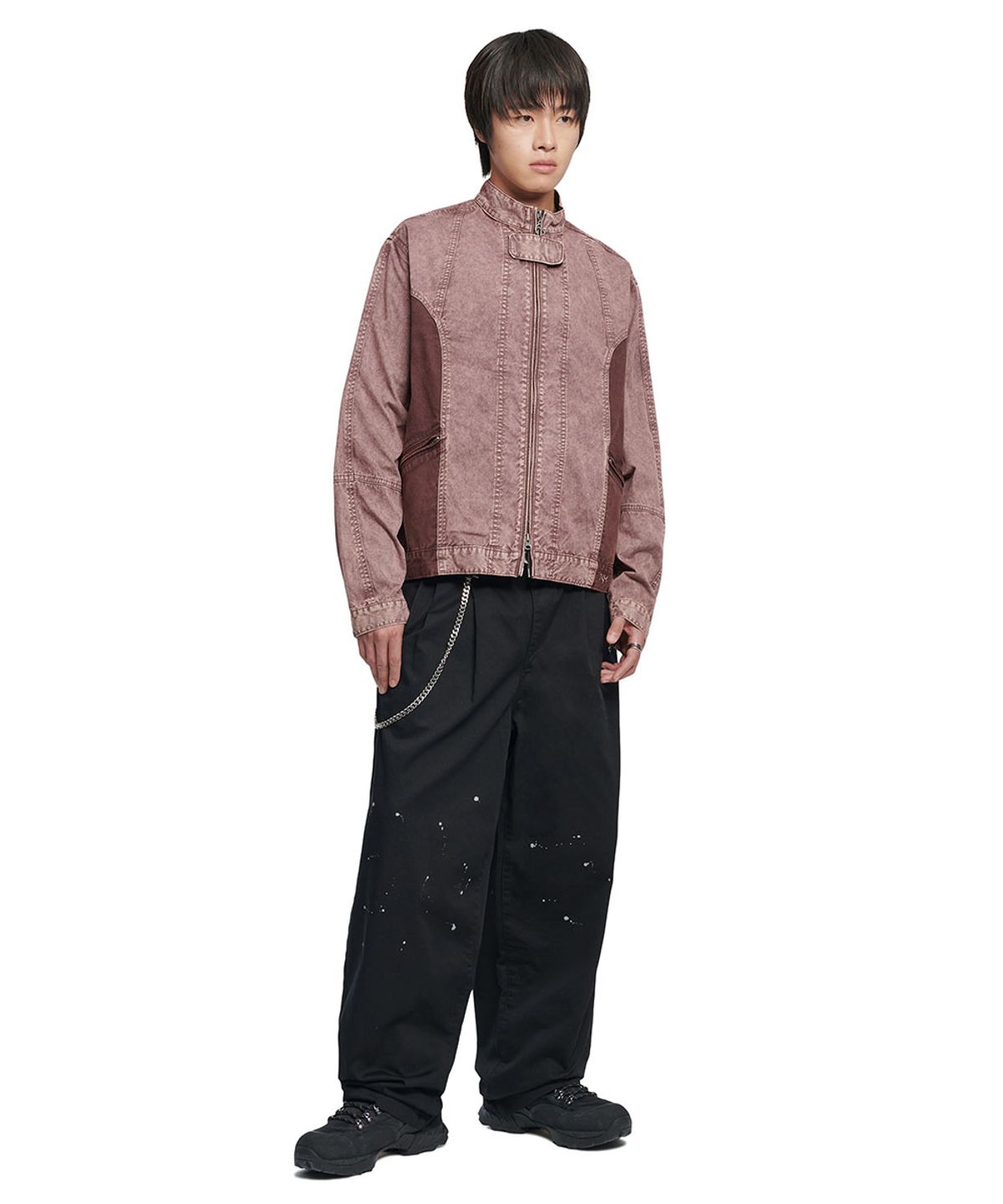 노매뉴얼(NOMANUAL) OVERDYED TWO-TONE JACKET - BURGUNDY