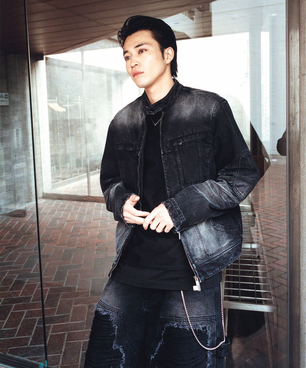 むん MUSINSA公式 | NOMANUAL WASHED DENIM RIDER JACKET - WASHED BLACK