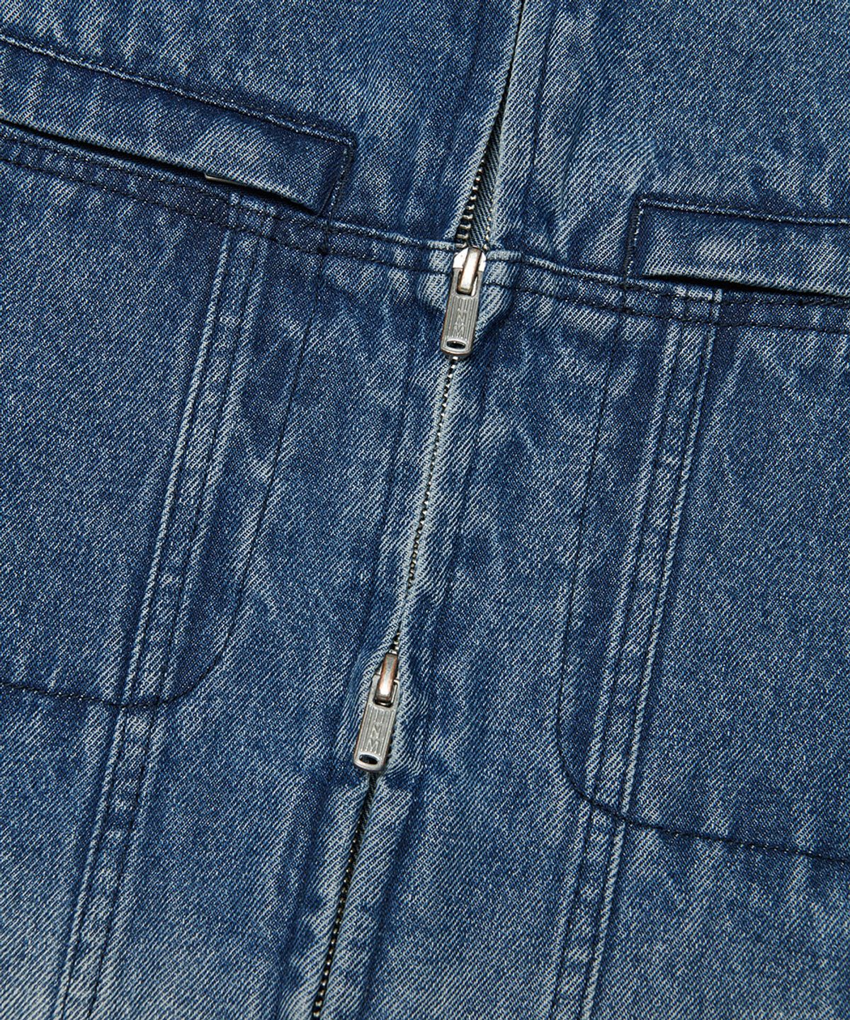 노매뉴얼(NOMANUAL) WASHED DENIM RIDER JACKET - WASHED BLUE