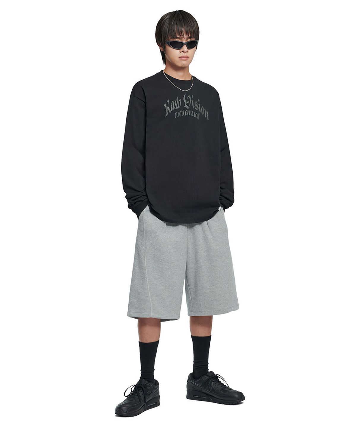 노매뉴얼(NOMANUAL) F.P LONG SLEEVE TEE - BLACK
