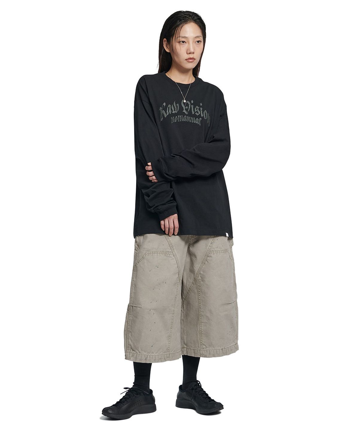 노매뉴얼(NOMANUAL) F.P LONG SLEEVE TEE - BLACK